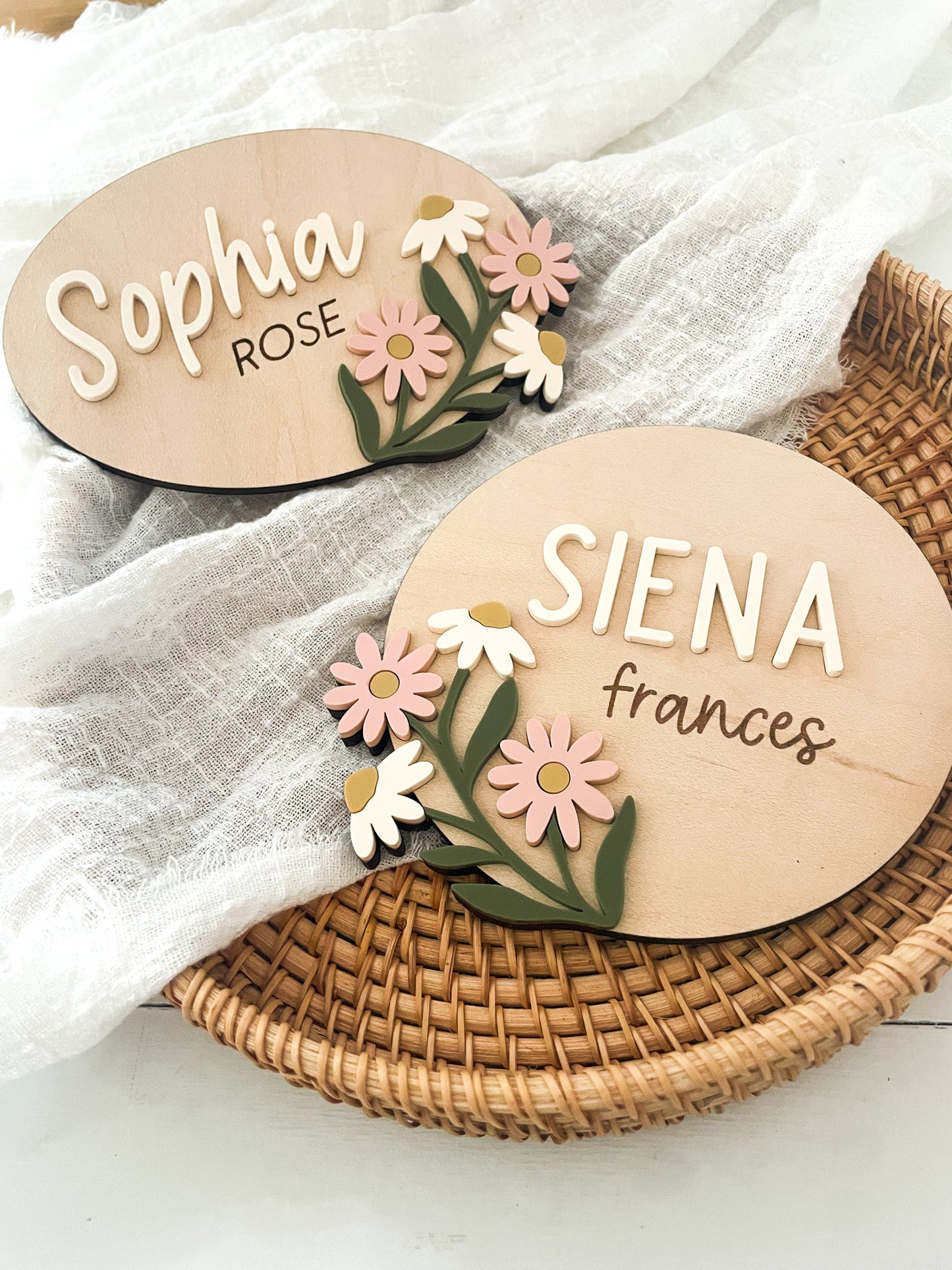 Newborn Name Announcement sign - hospital picture baby girl florals