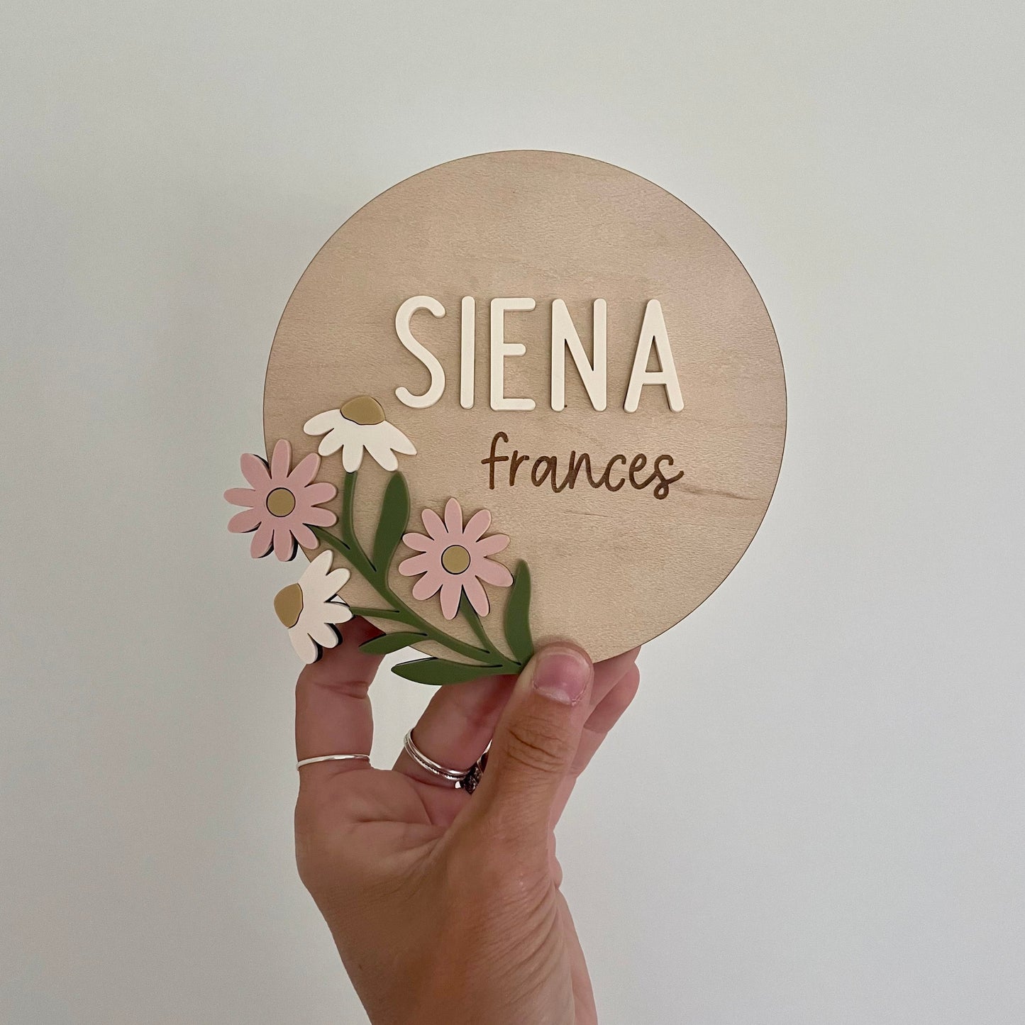 Newborn Name Announcement sign - hospital picture baby girl florals
