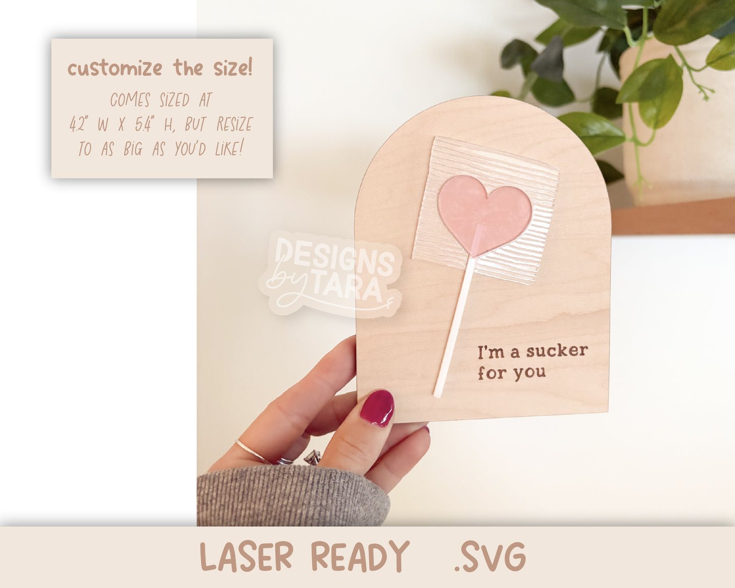 SVG Valentine's Day decor lollipop - sucker for you valentines day laser cut file - laser ready laser engrave - glowforge
