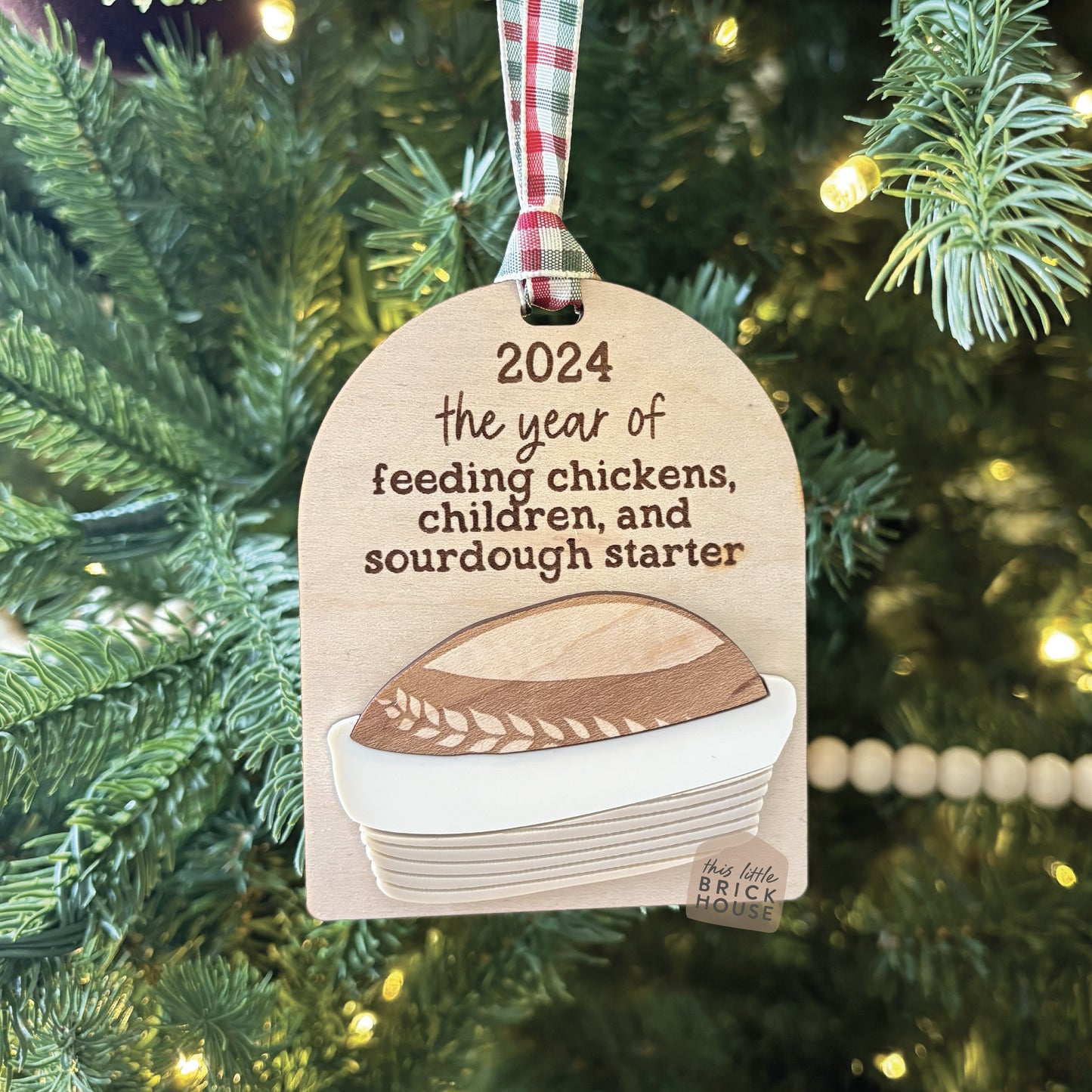 Sourdough Christmas Ornament - sourdough, chickens, mama, 2024