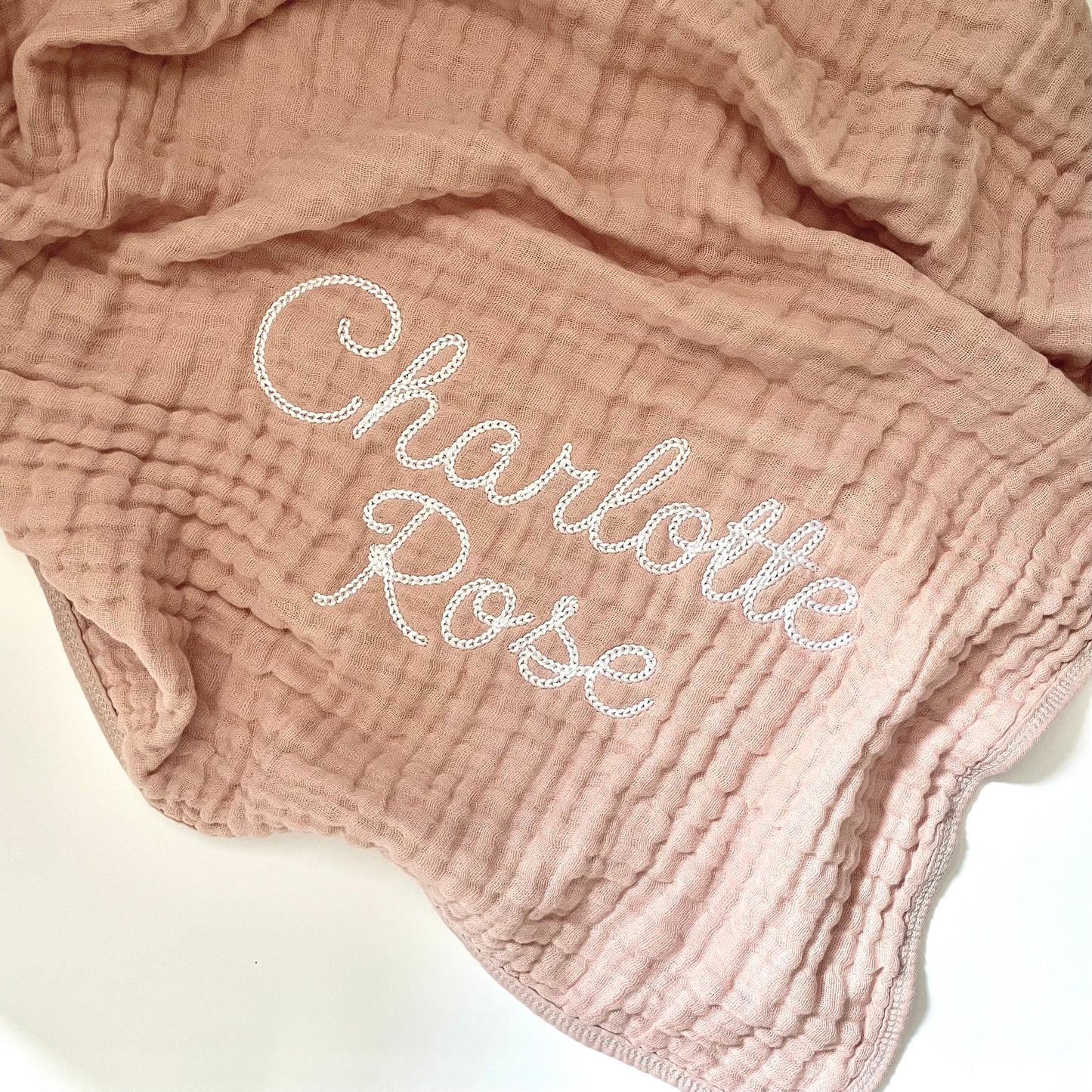 Custom Name Embroidered Baby Blanket - Cotton Muslin Name Baby Blanket