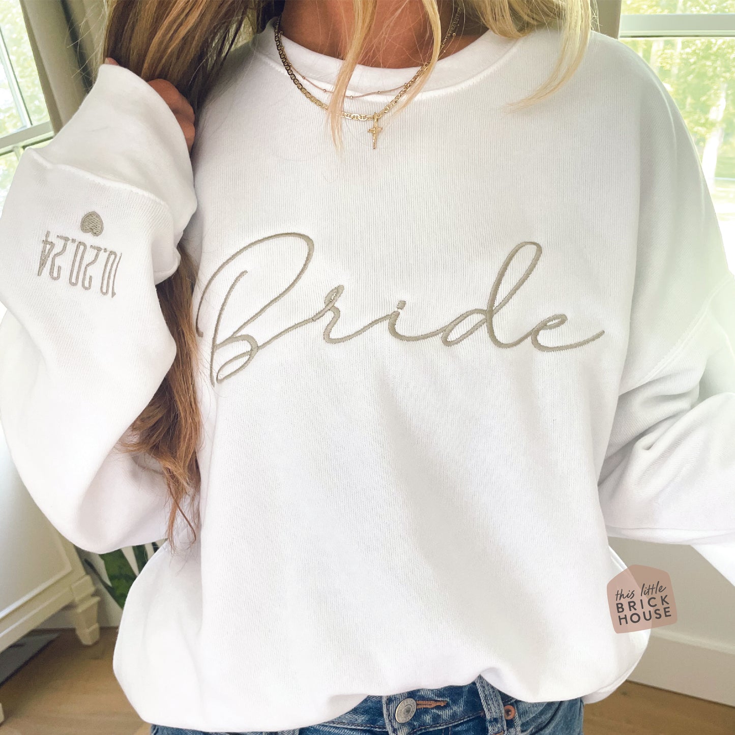 BRIDE custom date sleeve sweatshirt crewneck