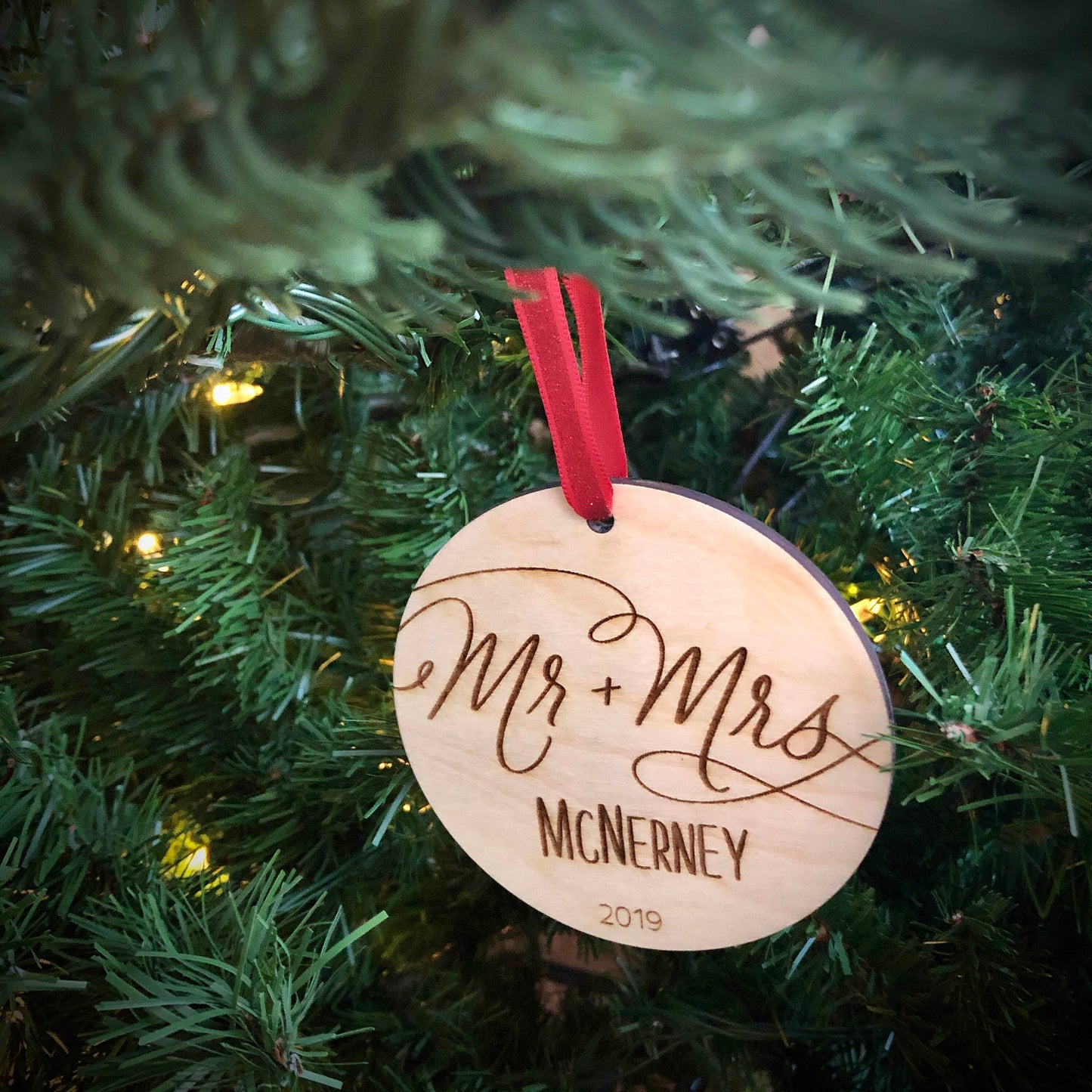 mr and mrs Christmas ornament wedding engagement couple SVG - glowforge, commercial cut file, hand lettered, instant download, laser ready
