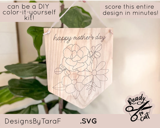 mothers day SVG DIY floral flowers sign mom paint color, glowforge file commercial cut file, digital instant download, laser ready