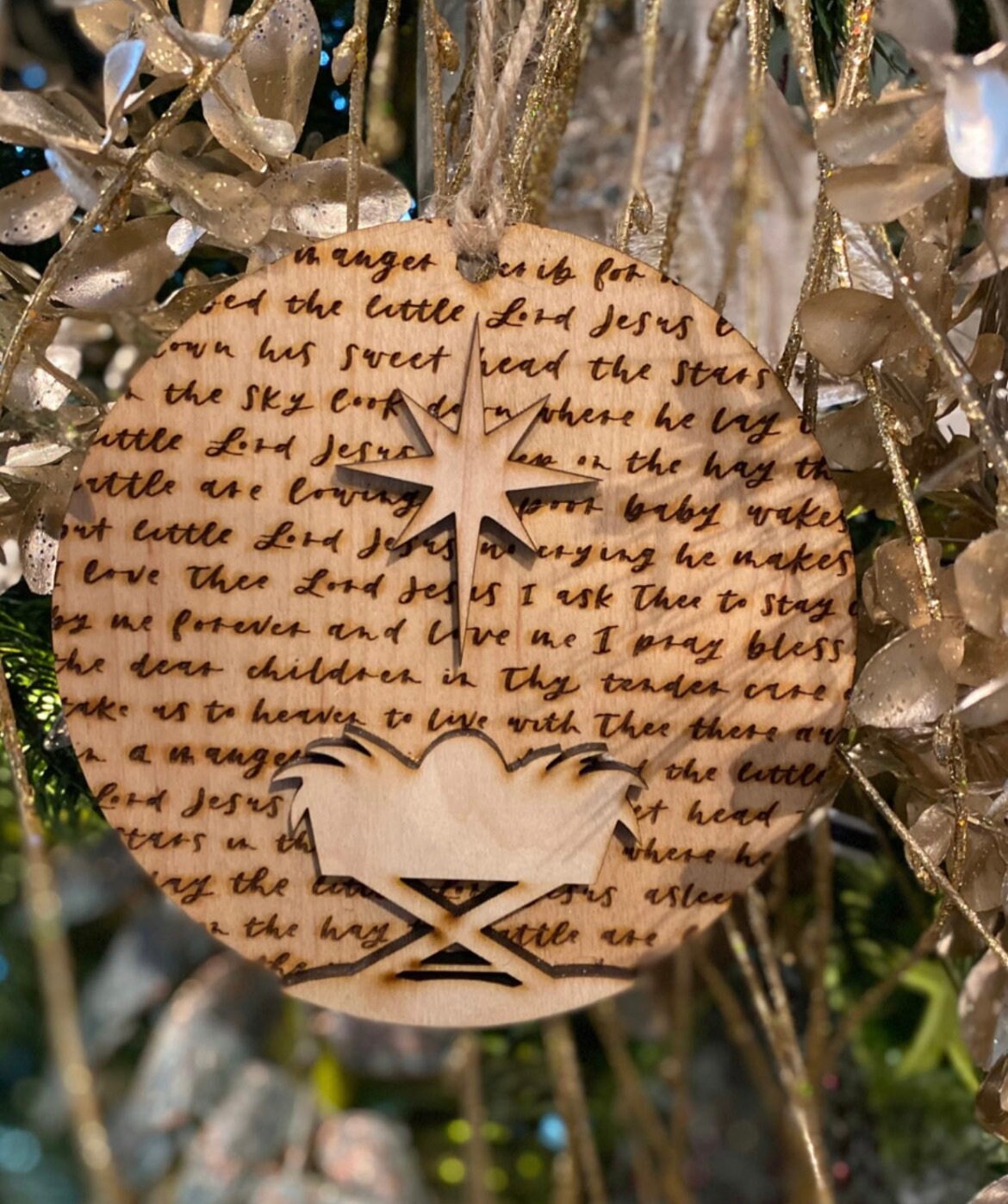 SVG Christmas sign away in a manger religious - 3D quote - glowforge sign, SVG, commercial cut file, download, laser ready