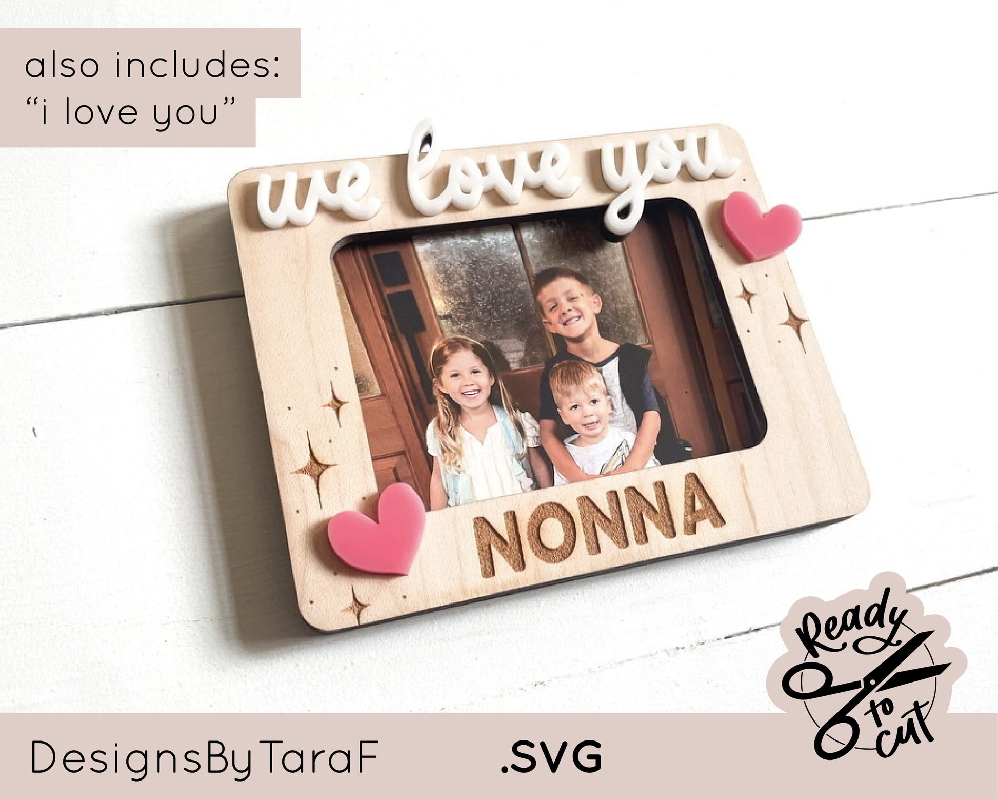 Laser Cut Picture Frame SVG | Mother’s Day Gift for Mom or Grandma | Fridge Magnet Frame File | Glowforge Ready Digital Download