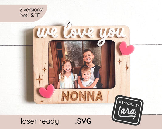 Laser Cut Picture Frame SVG | Mother’s Day Gift for Mom or Grandma | Fridge Magnet Frame File | Glowforge Ready Digital Download