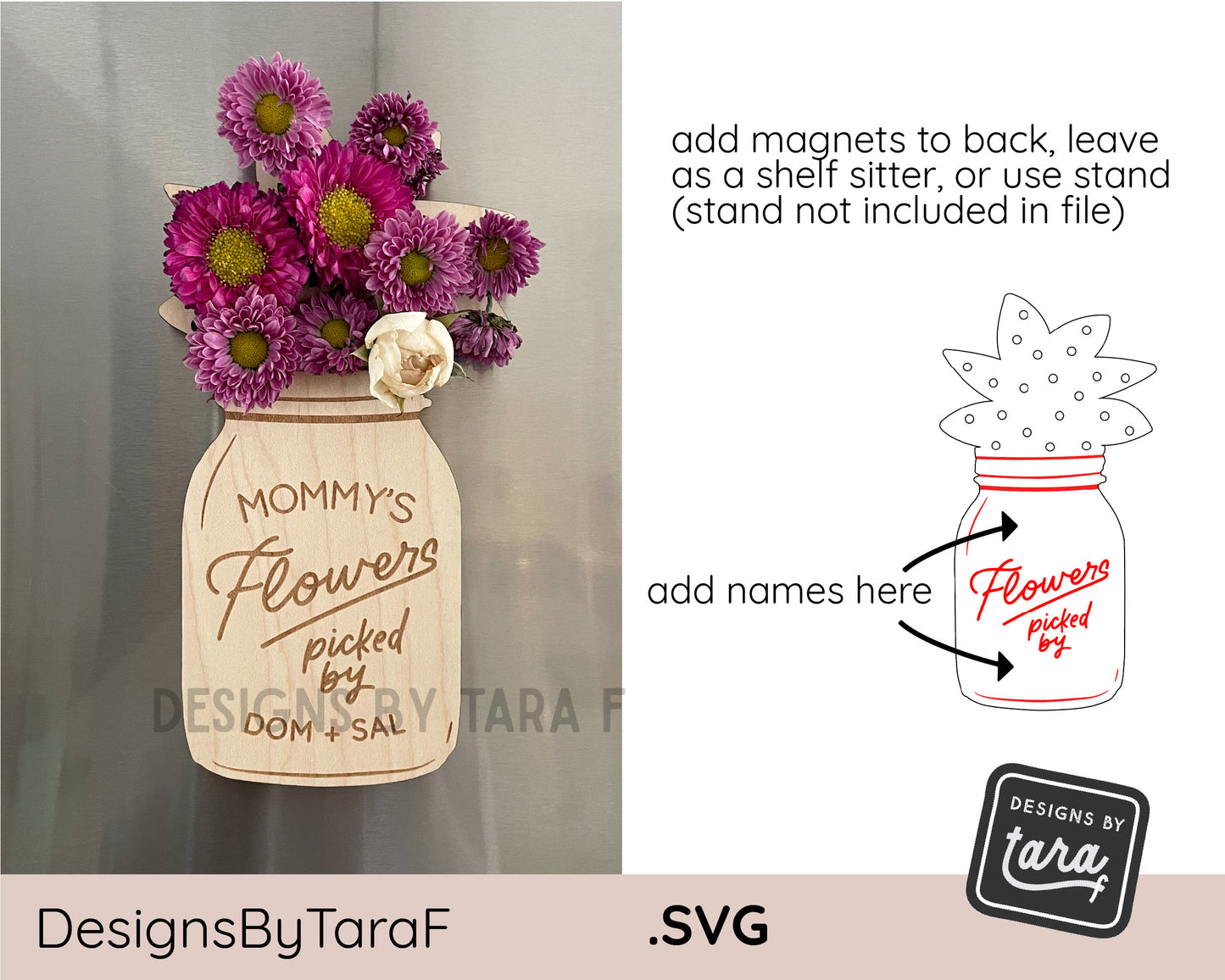 SVG Laser flower holder mom mothers day flower holder picked flowers file laser cut, glowforge svg, laser file, svg file