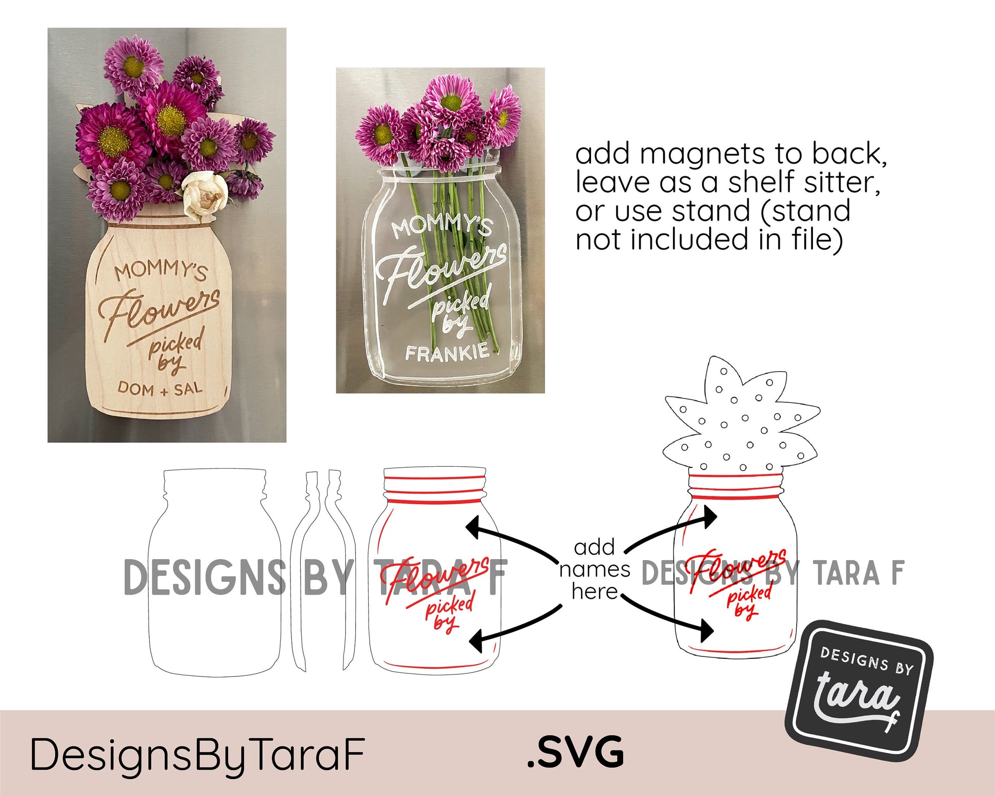 SVG Laser mothers day file flower holder picked flowers laser file glowforge svg laser file svg