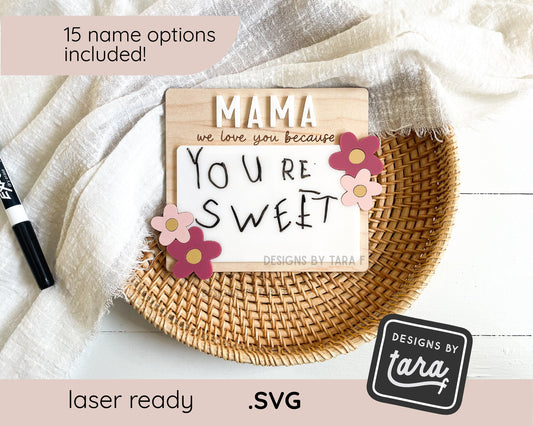 SVG Laser mom mothers day love you because magnet decor mom mama file, laser cut, glowforge svg, laser file, svg file