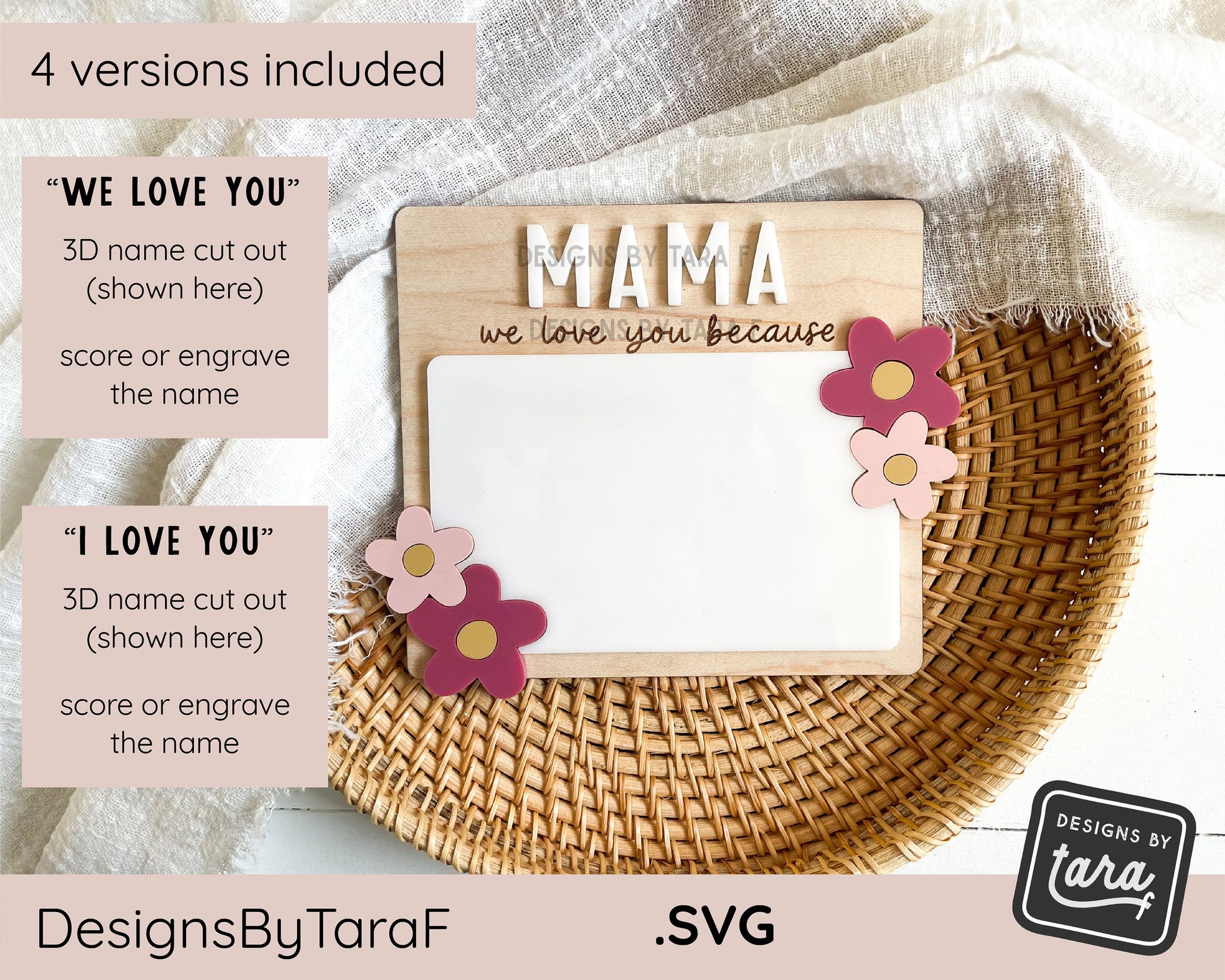 SVG Laser mom mothers day love you because magnet decor mom mama file, laser cut, glowforge svg, laser file, svg file