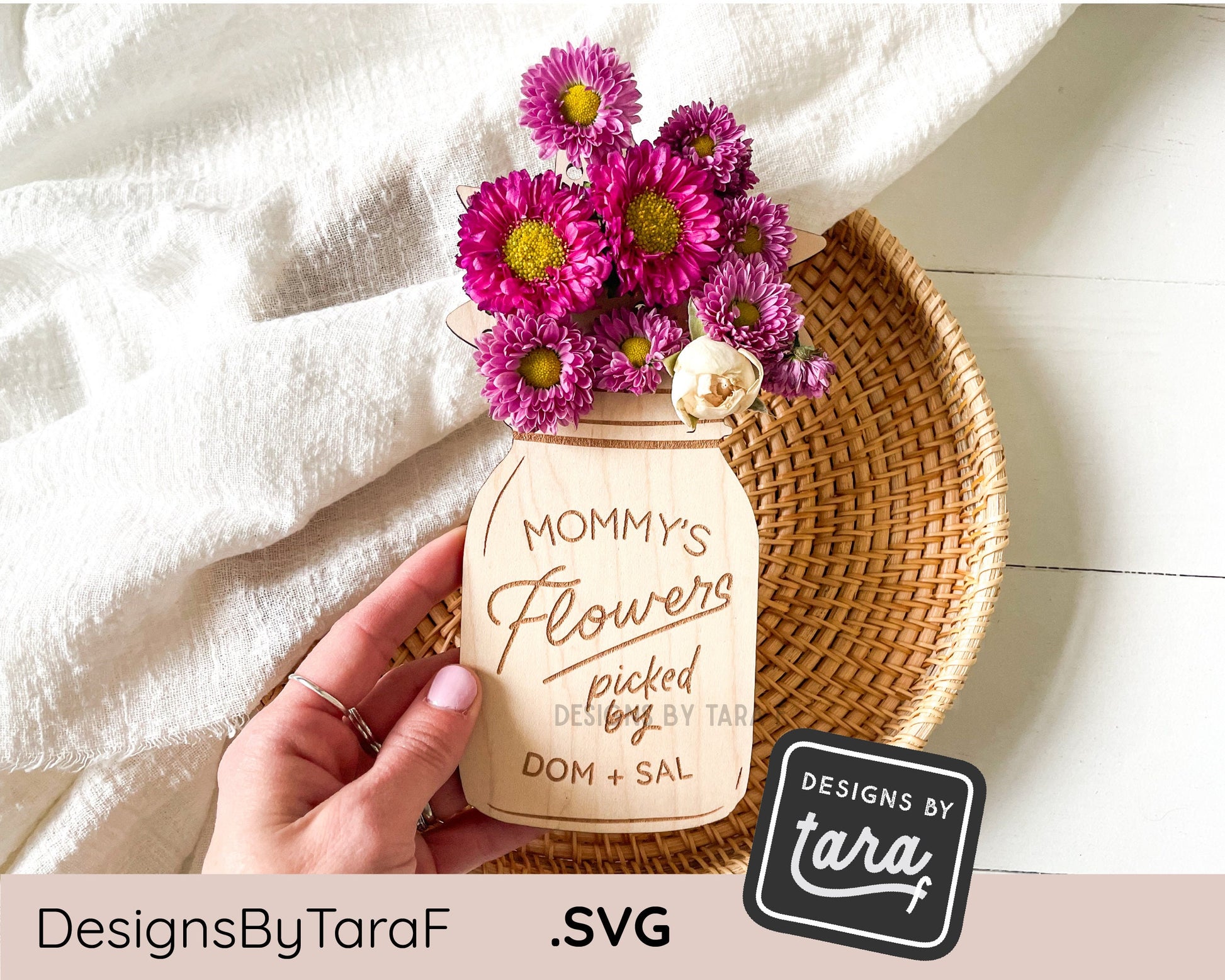 SVG Laser flower holder mom mothers day flower holder picked flowers file laser cut, glowforge svg, laser file, svg file