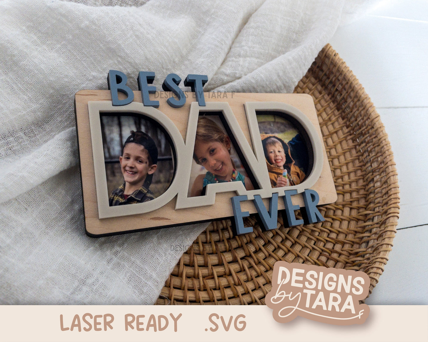 SVG Laser dad fathers day, best dad ever frame gift for him magnet fridge picture frame file glowforge, laser ready
