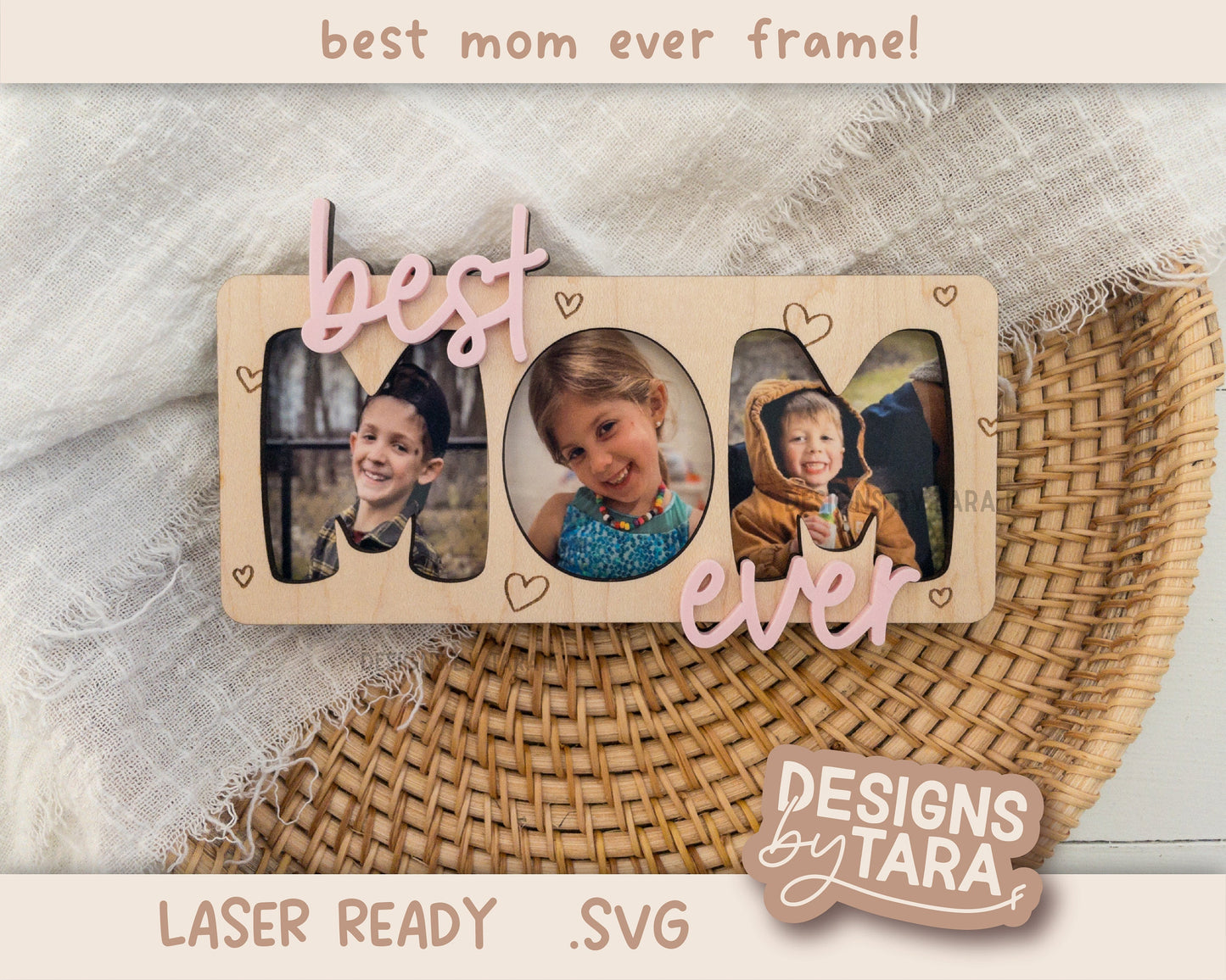 Best Mom Ever SVG | Mother’s Day Laser File | Layered Sign for Glowforge | Laser Cut File for Mom Gift | Digital Download