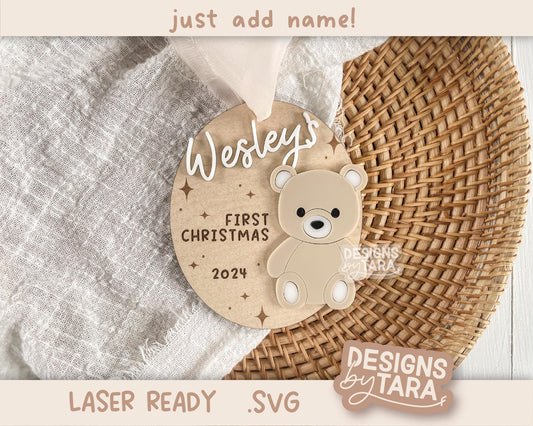 SVG ornament babys first Christmas laser file baby ornament Christmas laser, glowforge laser file Christmas svg baby first ornament