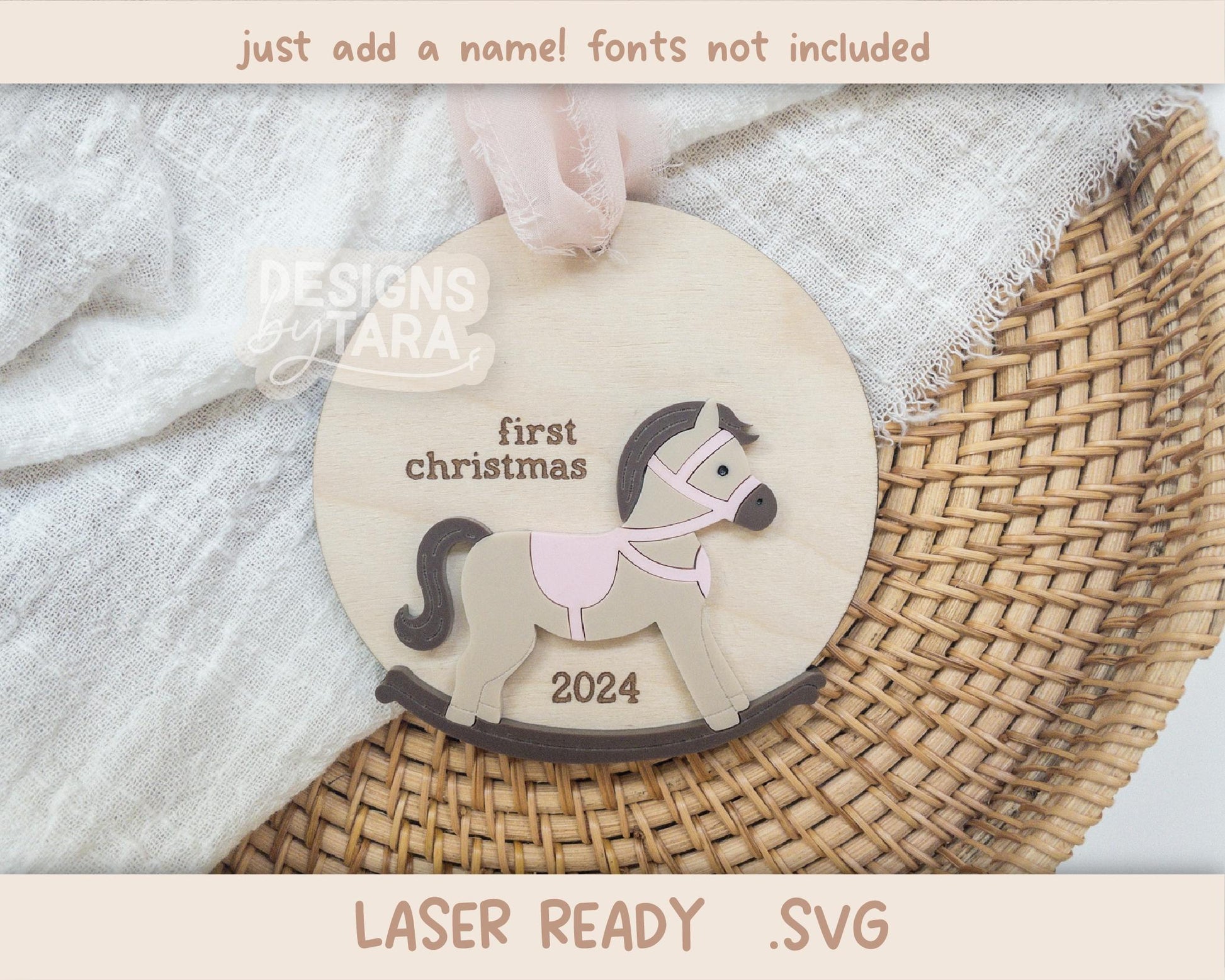 SVG ornament babys first Christmas laser file horse baby ornament Christmas laser, glowforge laser file Christmas svg baby first ornament