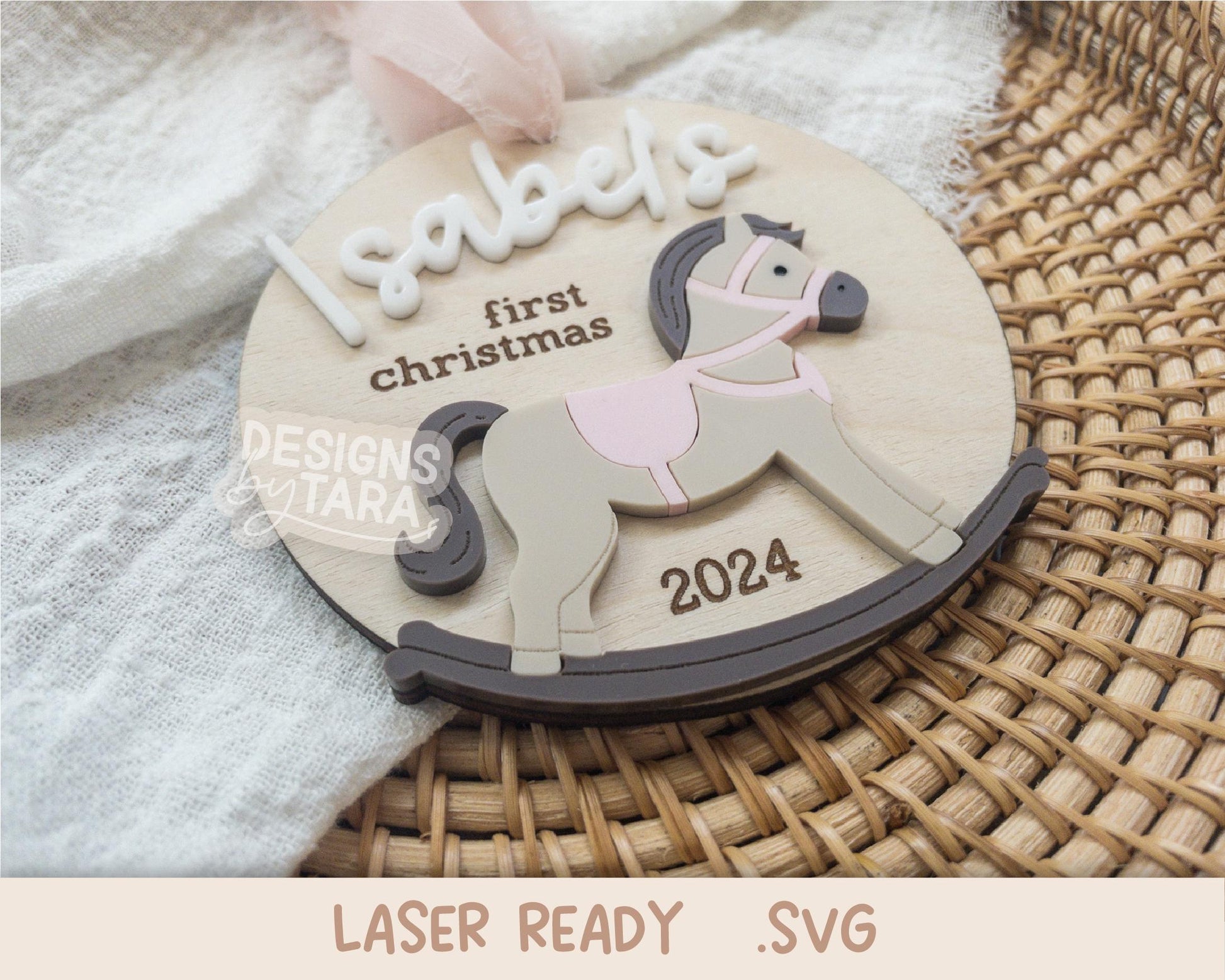 SVG ornament babys first Christmas laser file horse baby ornament Christmas laser, glowforge laser file Christmas svg baby first ornament