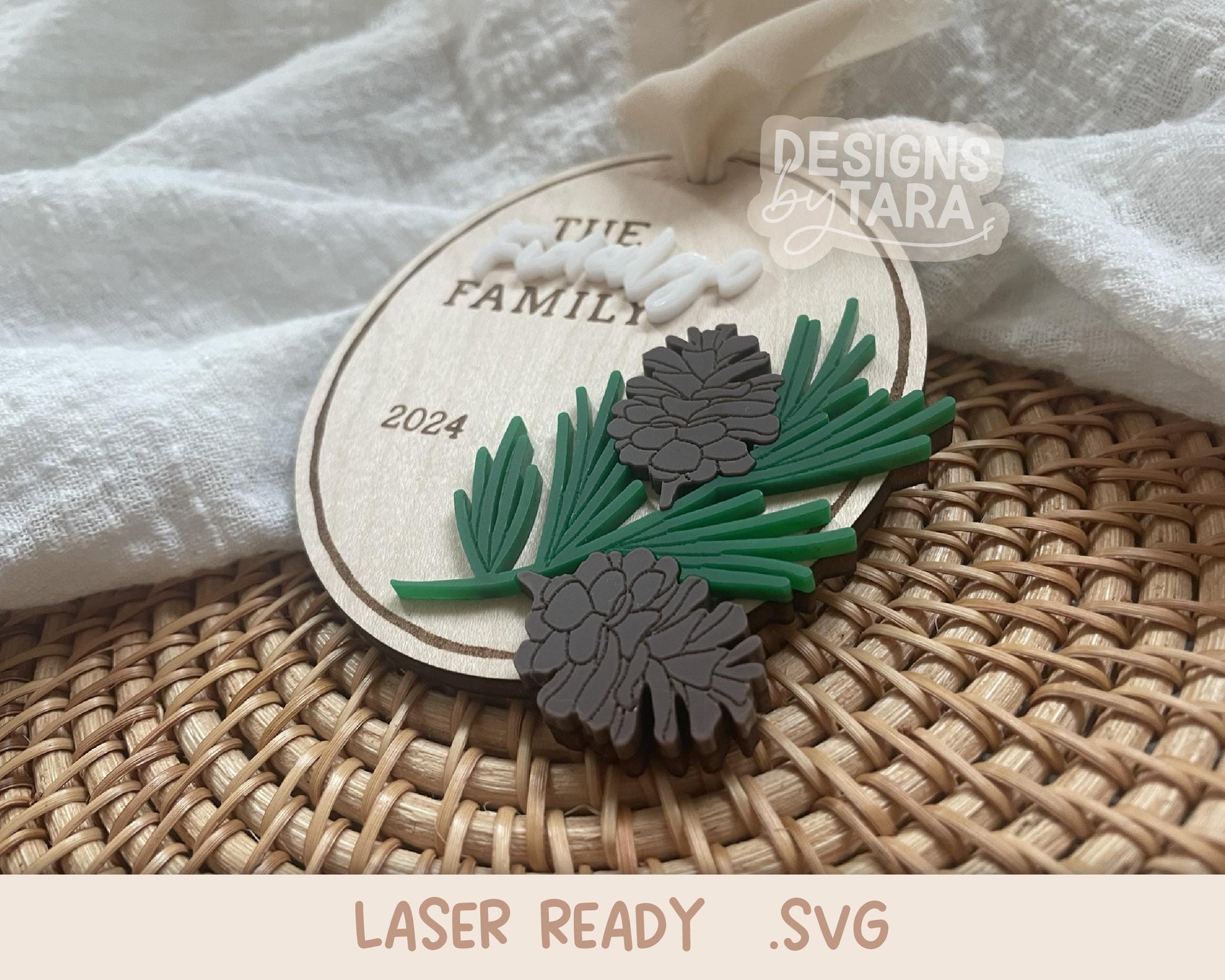 SVG ornament last name family laser file married wedding ornament Christmas laser, glowforge laser Christmas svg our first ornament