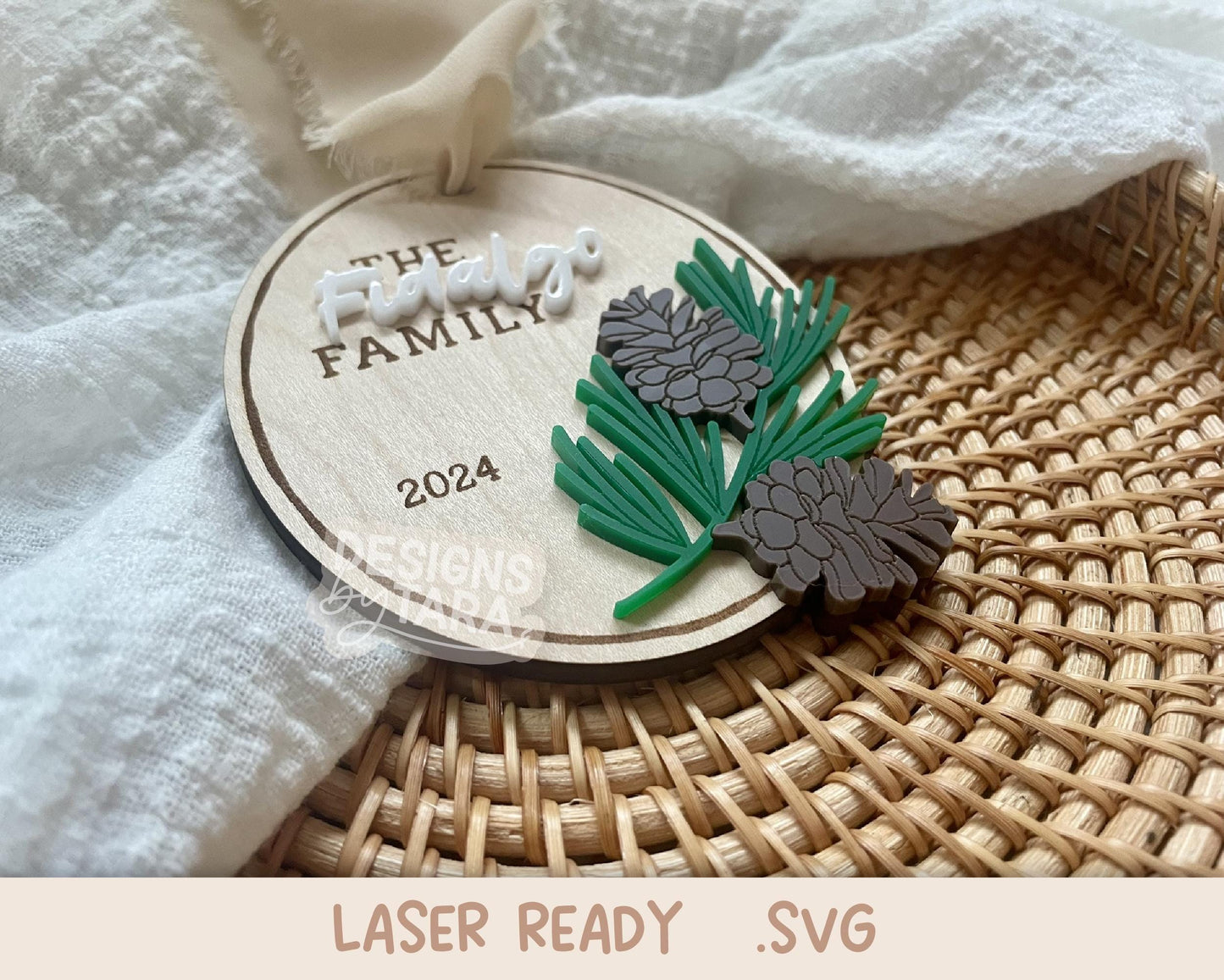 SVG ornament last name family laser file married wedding ornament Christmas laser, glowforge laser Christmas svg our first ornament