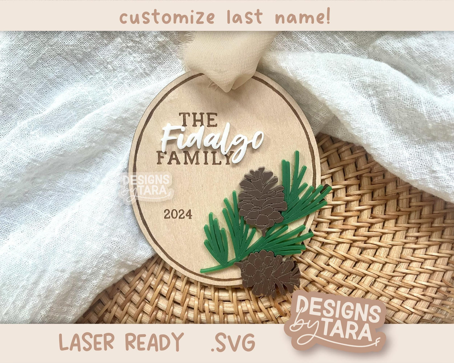 SVG ornament last name family laser file married wedding ornament Christmas laser, glowforge laser Christmas svg our first ornament