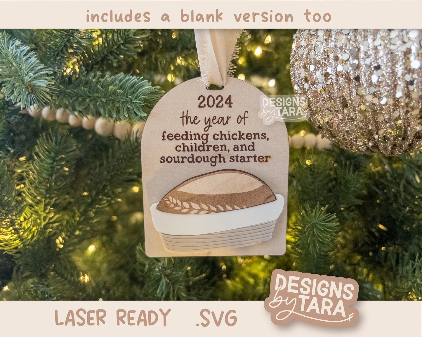 SVG sourdough ornament laser file chickens children mama laser, glowforge laser Christmas svg sourdough starter