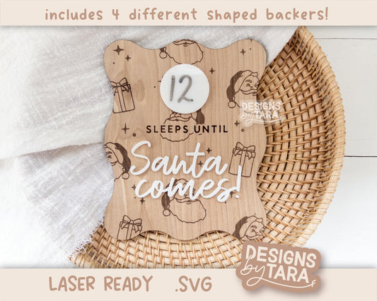 SVG christmas countdown Christmas laser file sleeps until Christmas laser, glowforge laser file Christmas svg