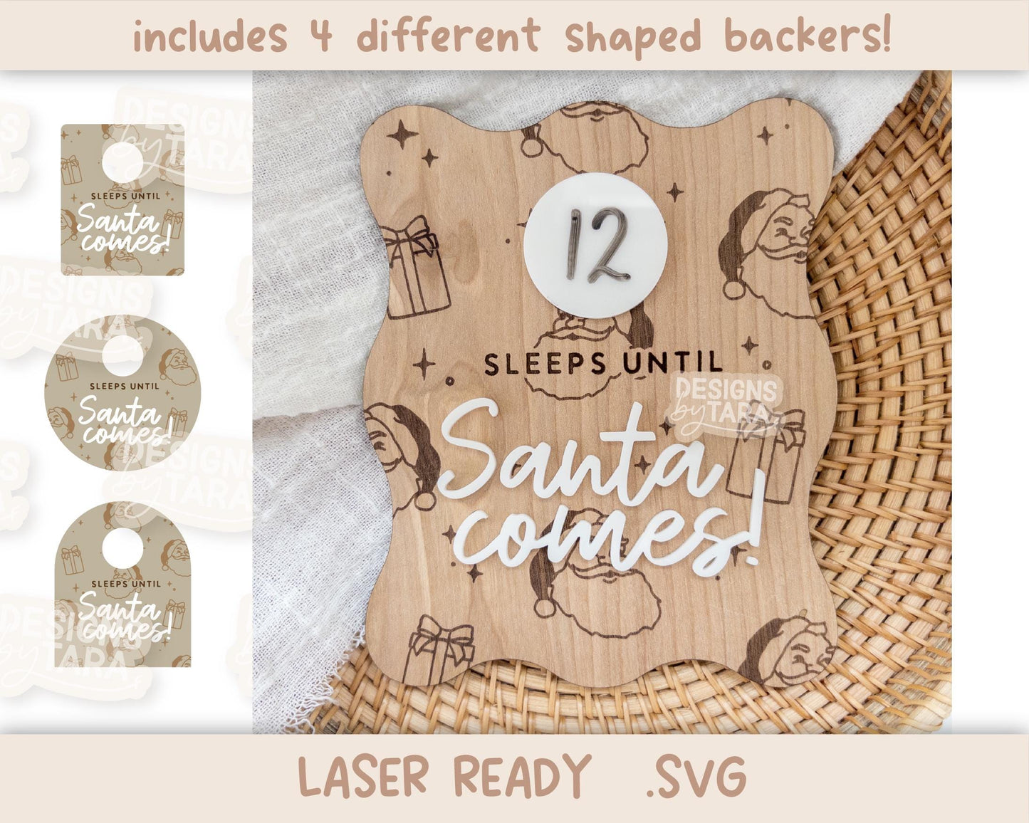 SVG christmas countdown Christmas laser file sleeps until Christmas laser, glowforge laser file Christmas svg