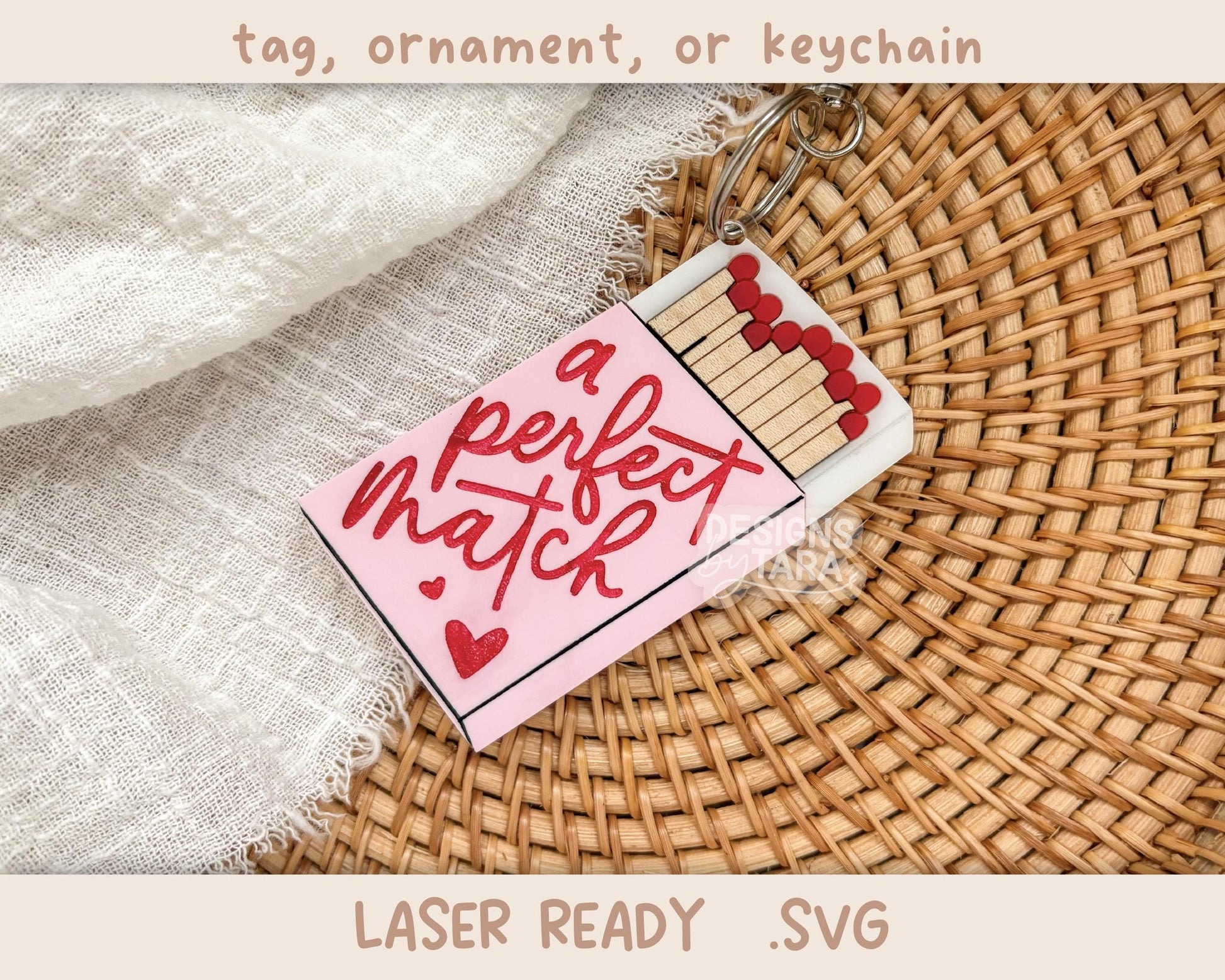 SVG Valentine's Day a perfect match couple tag Christmas ornament - valentines day laser cut file - laser ready laser engrave - glowforge