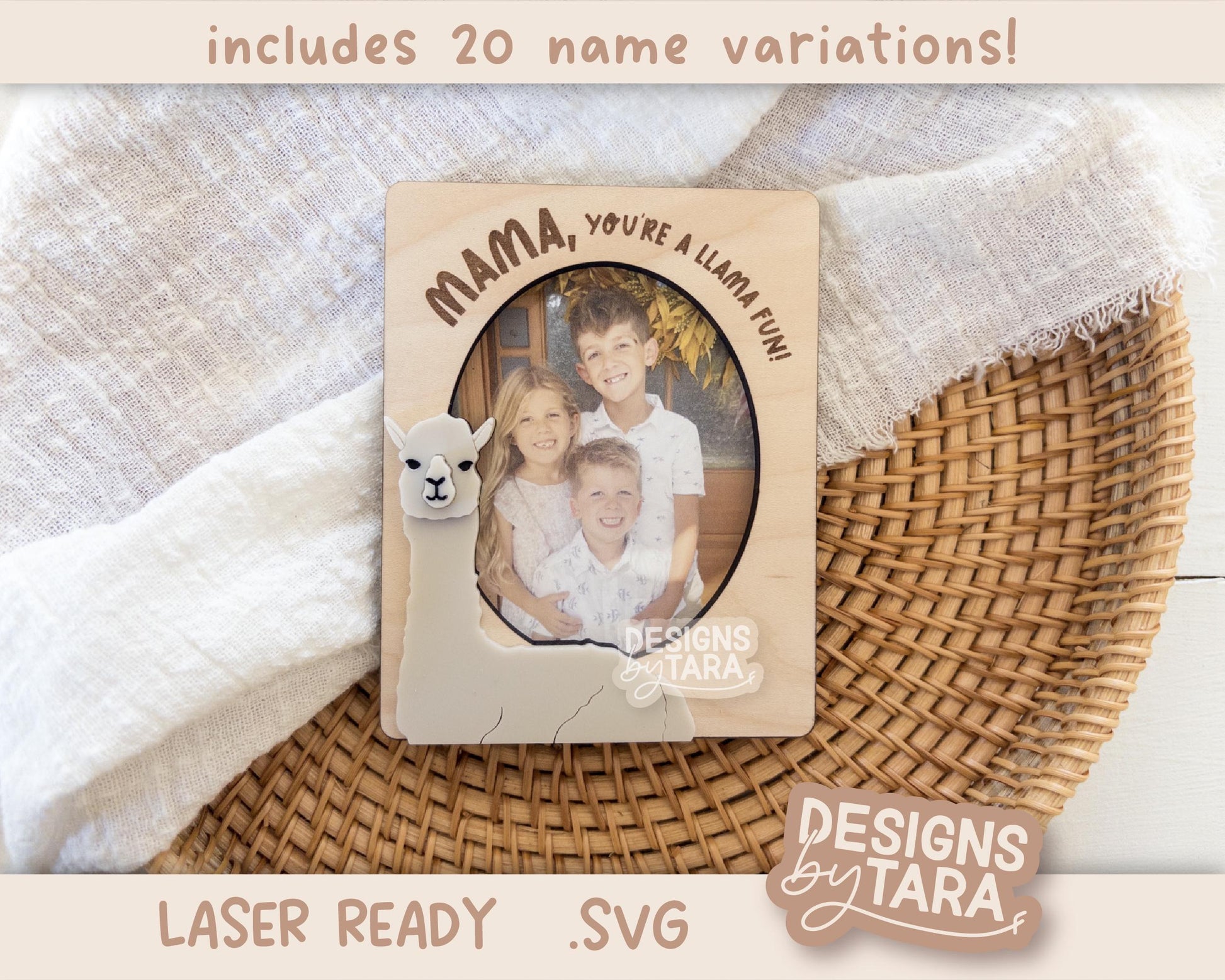 SVG Laser mothers day best mom ever llama frame gift for her magnet fridge picture frame file, gift for grandma file glowforge, laser ready