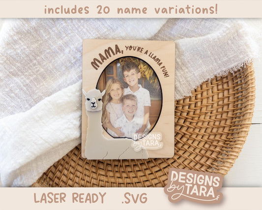 SVG Laser mothers day best mom ever llama frame gift for her magnet fridge picture frame file, gift for grandma file glowforge, laser ready