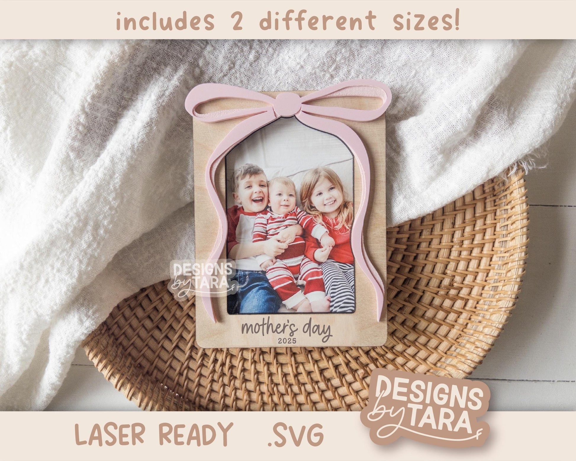 SVG Laser mothers day best mom ever bow frame gift for her magnet fridge picture frame file, gift for grandma file glowforge, laser ready