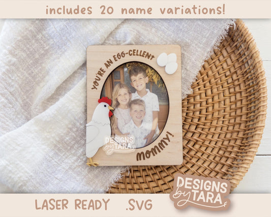 SVG Laser mothers day best mom ever chicken frame gift for her magnet fridge picture frame file, gift grandma file glowforge, laser ready