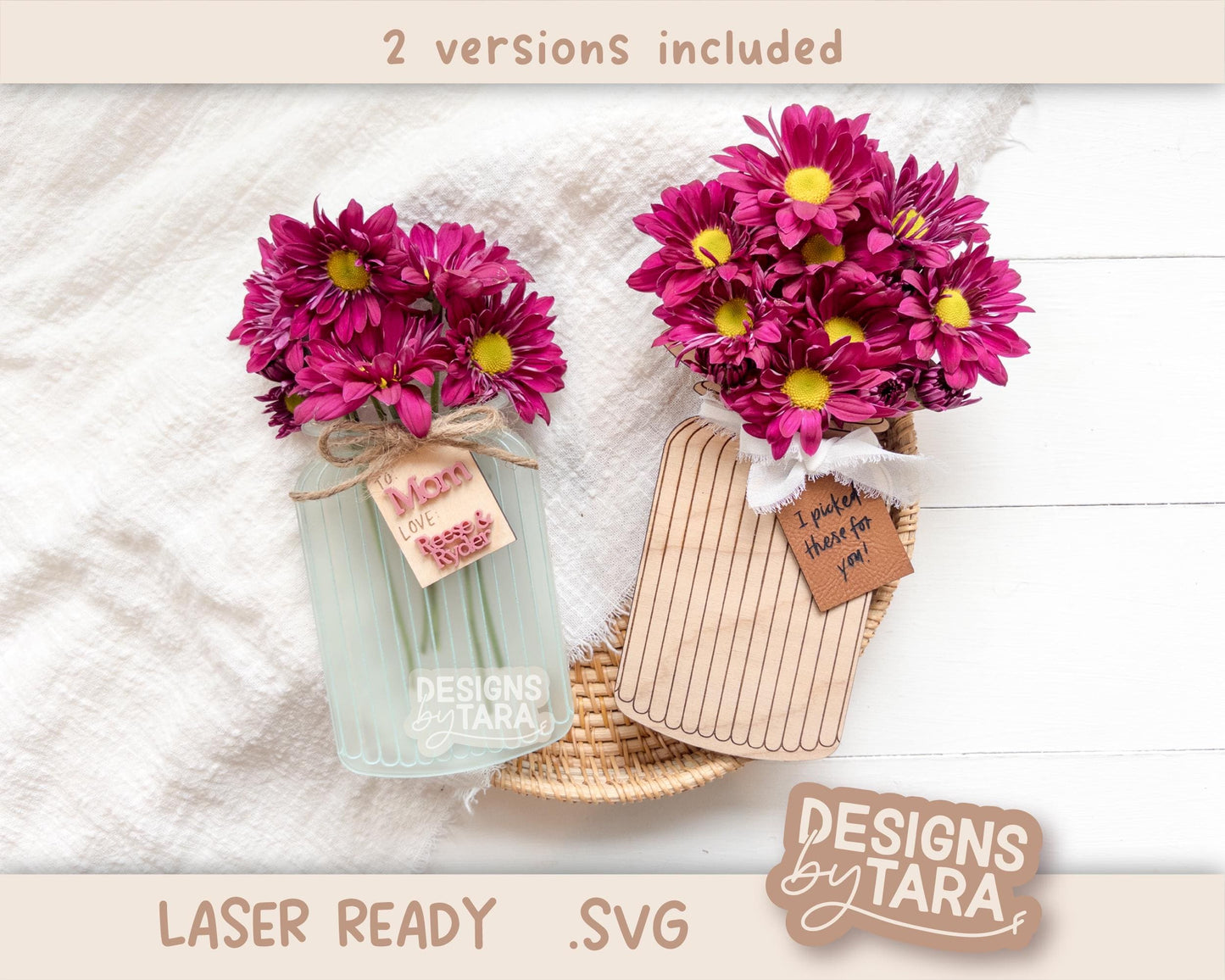 SVG Laser mothers day file flower holder picked flowers laser file glowforge svg laser file svg