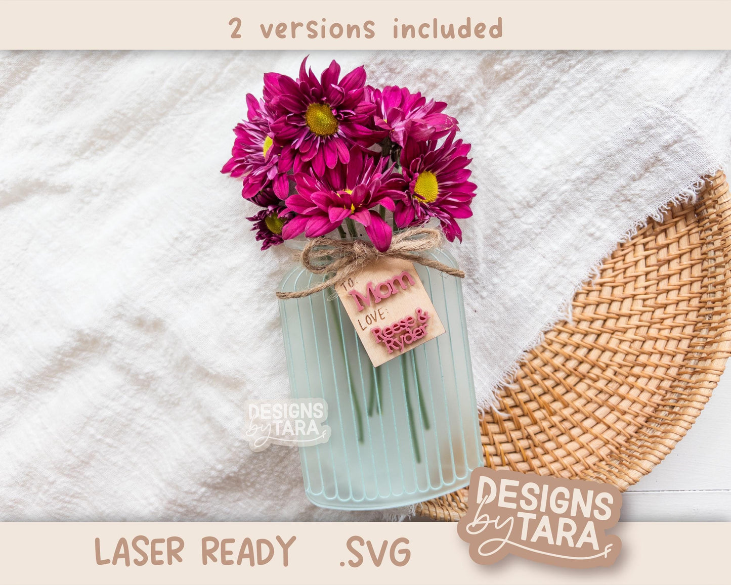 SVG Laser mothers day file flower holder picked flowers laser file glowforge svg laser file svg