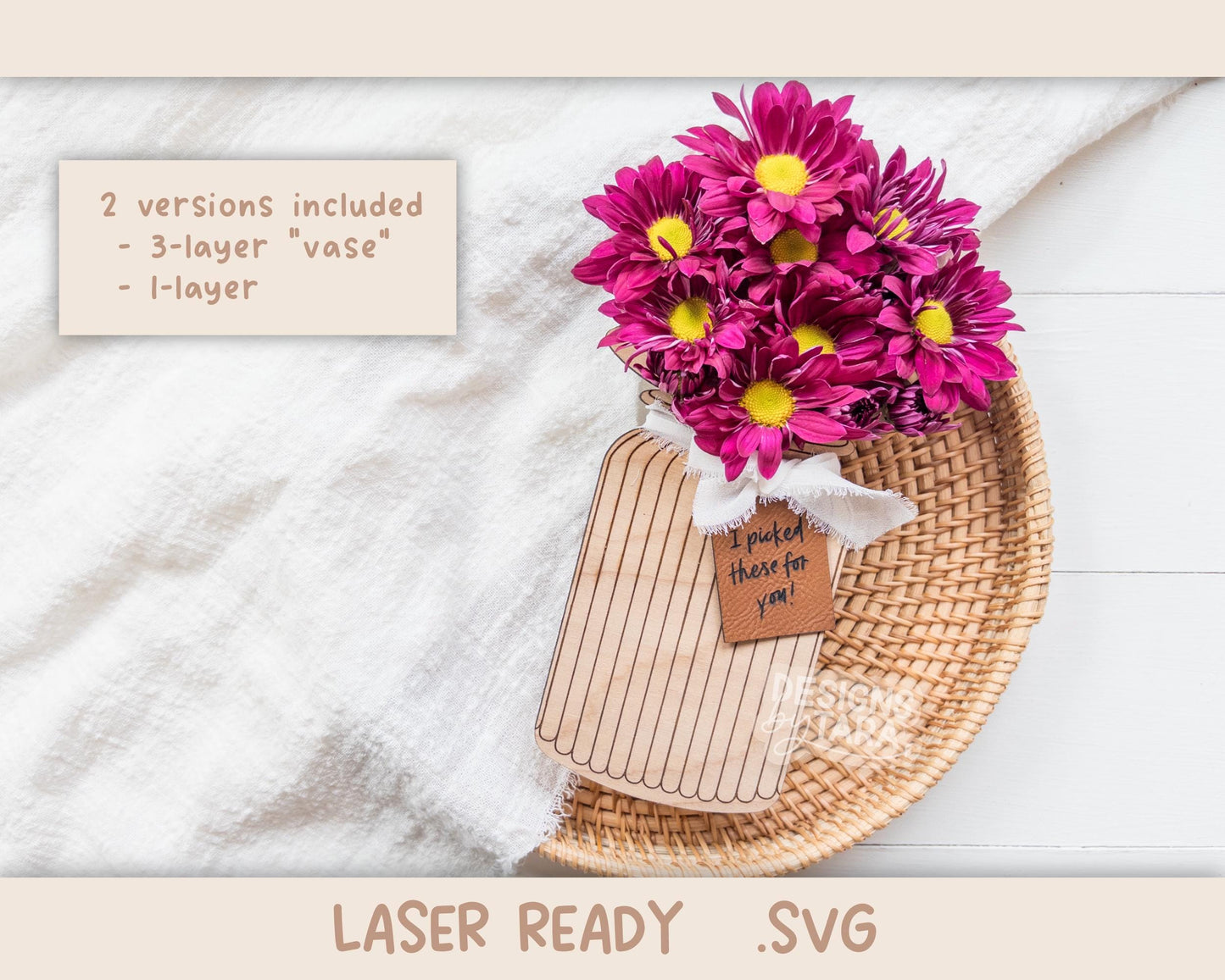SVG Laser mothers day file flower holder picked flowers laser file glowforge svg laser file svg