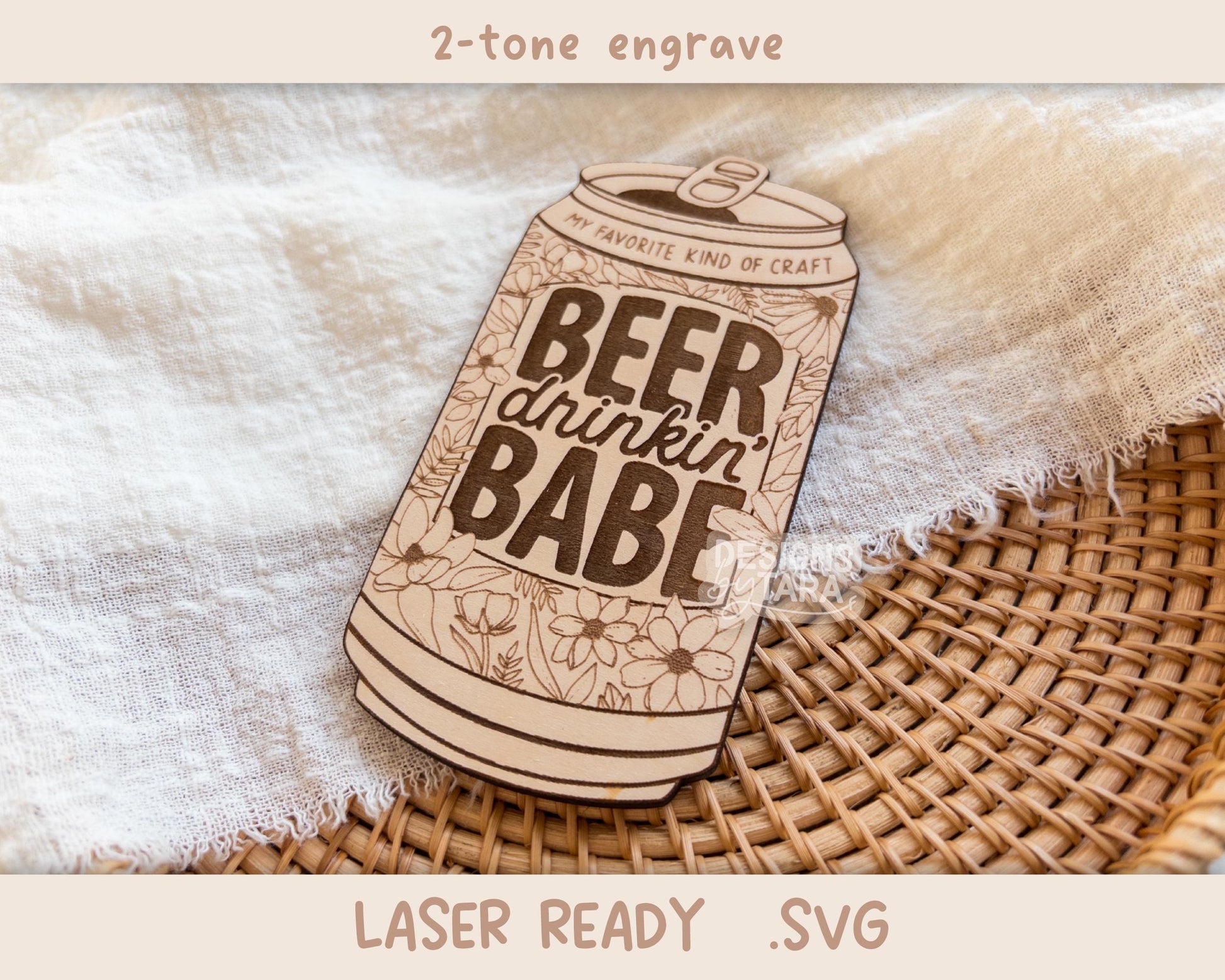 SVG beer babe beer can funny mothers day - glowforge, laser ready, floral engraving, beer drinking babe, craft beer, craft pun