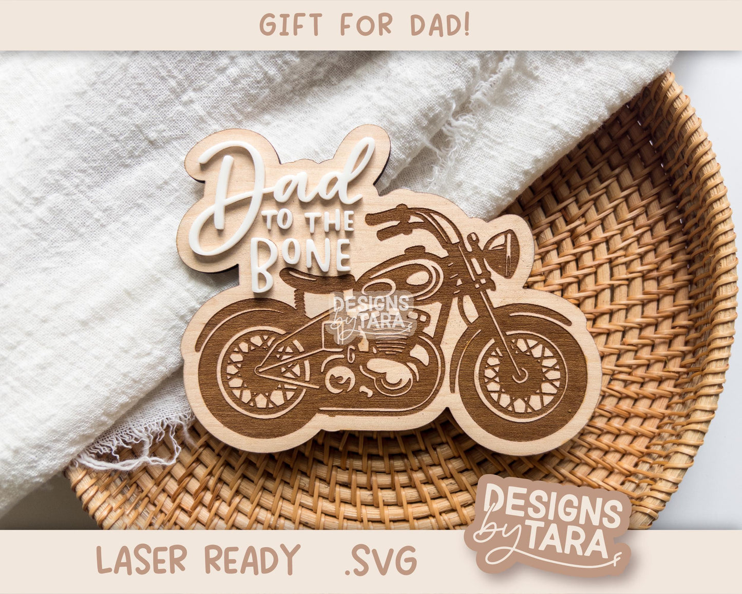 Father’s Day Motorcycle Biker Dad SVG | Magnet Desk decor Dad Laser File | Cute Gift for Dad | Glowforge xTool Digital Download