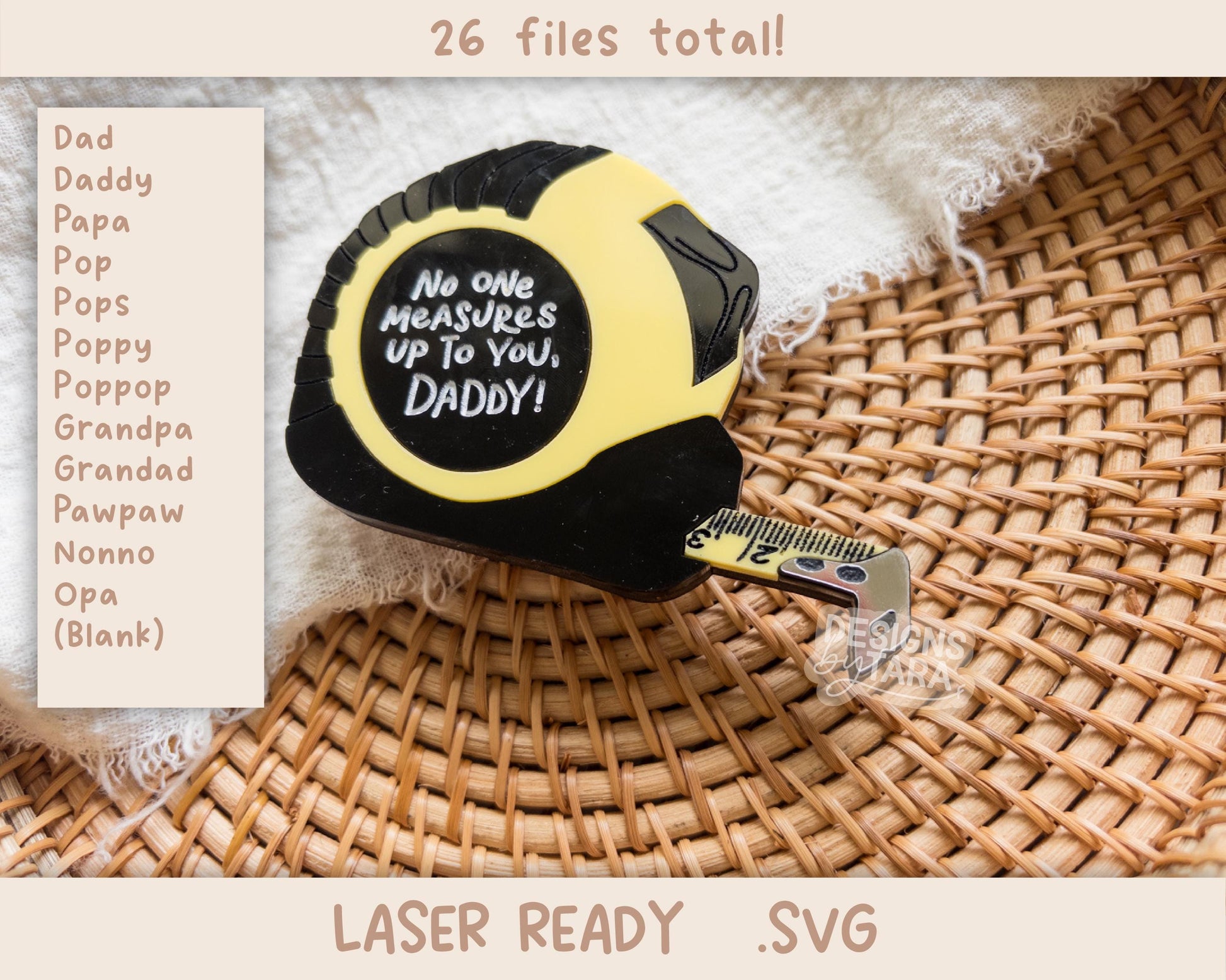 Father’s Day Tape Measure SVG | No One Measures Up to You Dad Laser File | Cute Gift for Dad | Glowforge xTool Digital Download