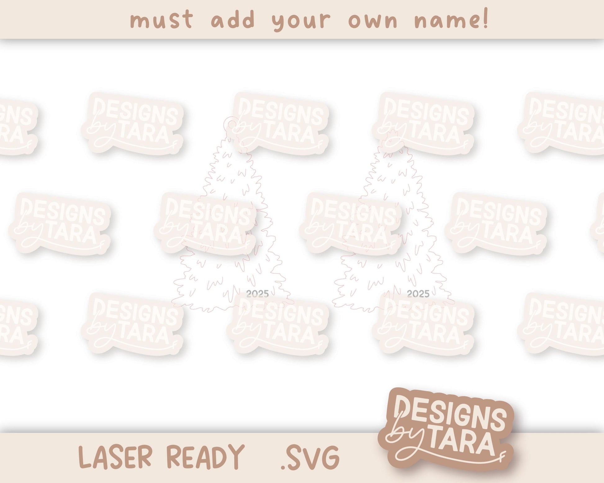 Family Christmas Tree Ornament SVG | Laser Cut Holiday Name Tag File | Glowforge xTool DIY Gift 2025 Digital File