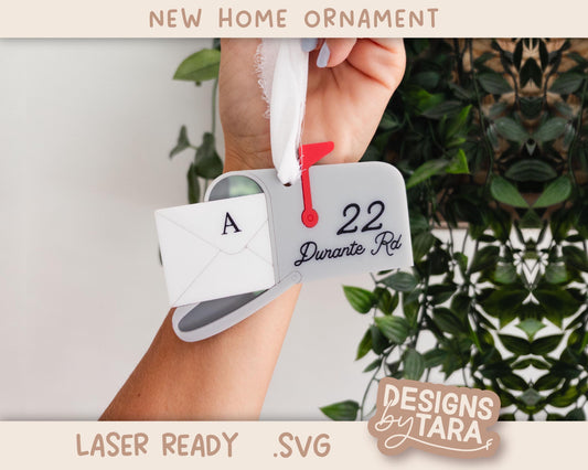 Mailbox Address Ornament SVG | Personalized Christmas Ornament for Lasers | Glowforge xTool Digital File