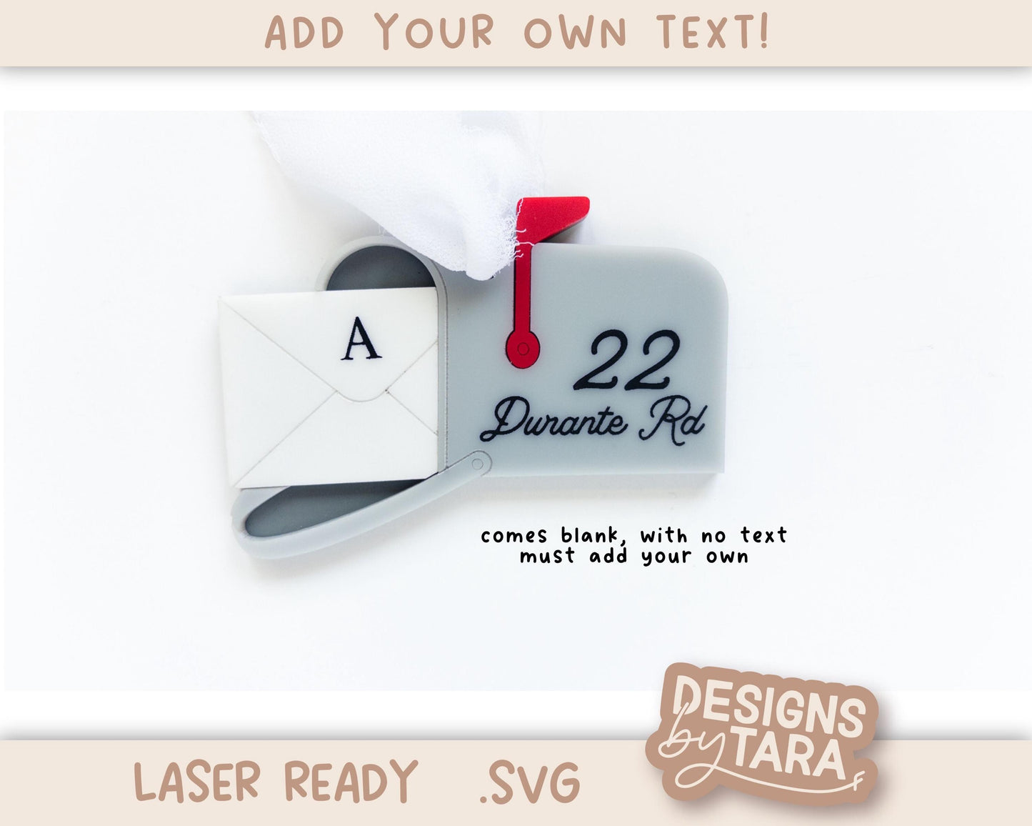 Mailbox Address Ornament SVG | Personalized Christmas Ornament for Lasers | Glowforge xTool Digital File