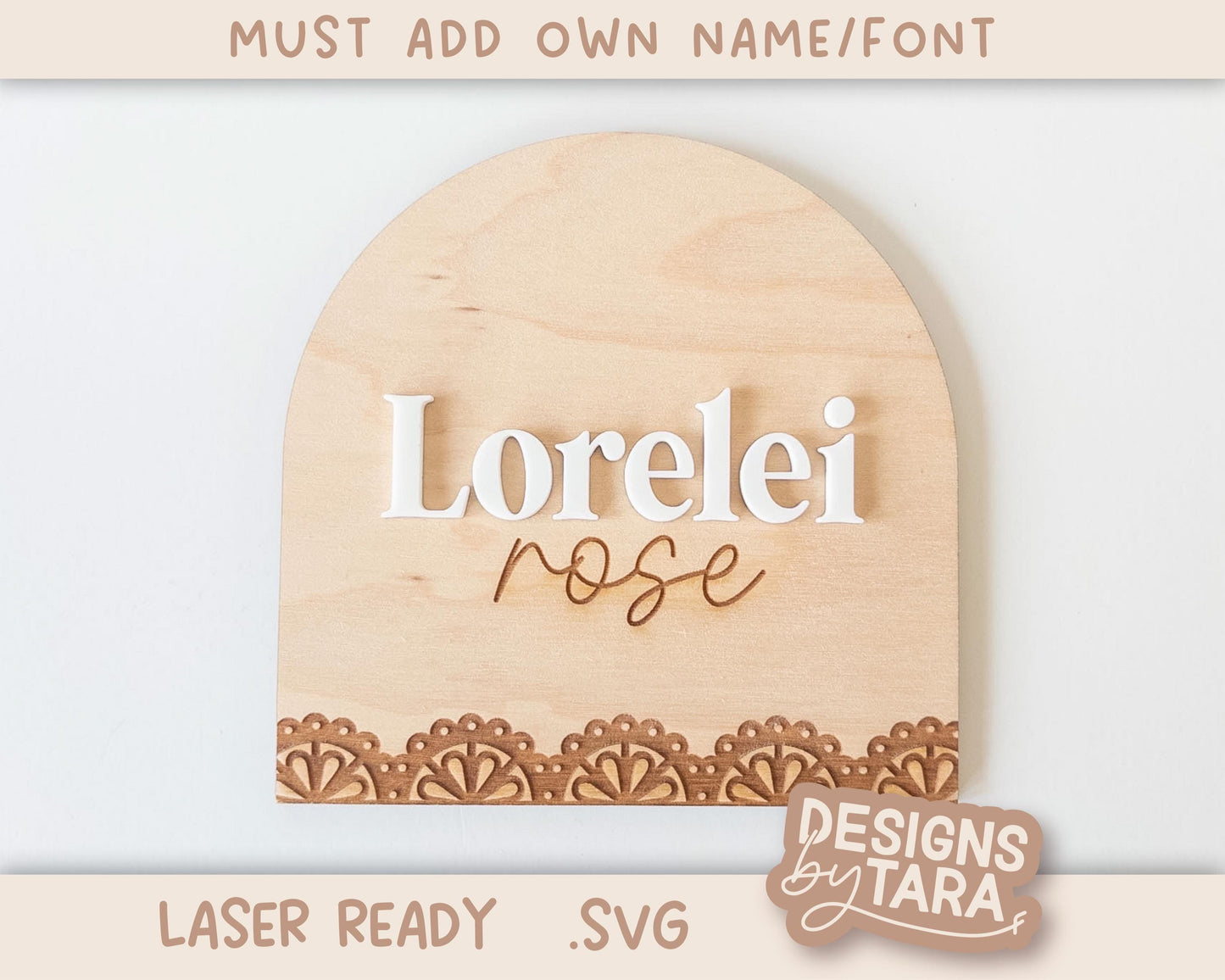 SVG laser lace baby girl name announcement hospital name announcement glowforge file, laser cut files svg laser file svg file, laser ready
