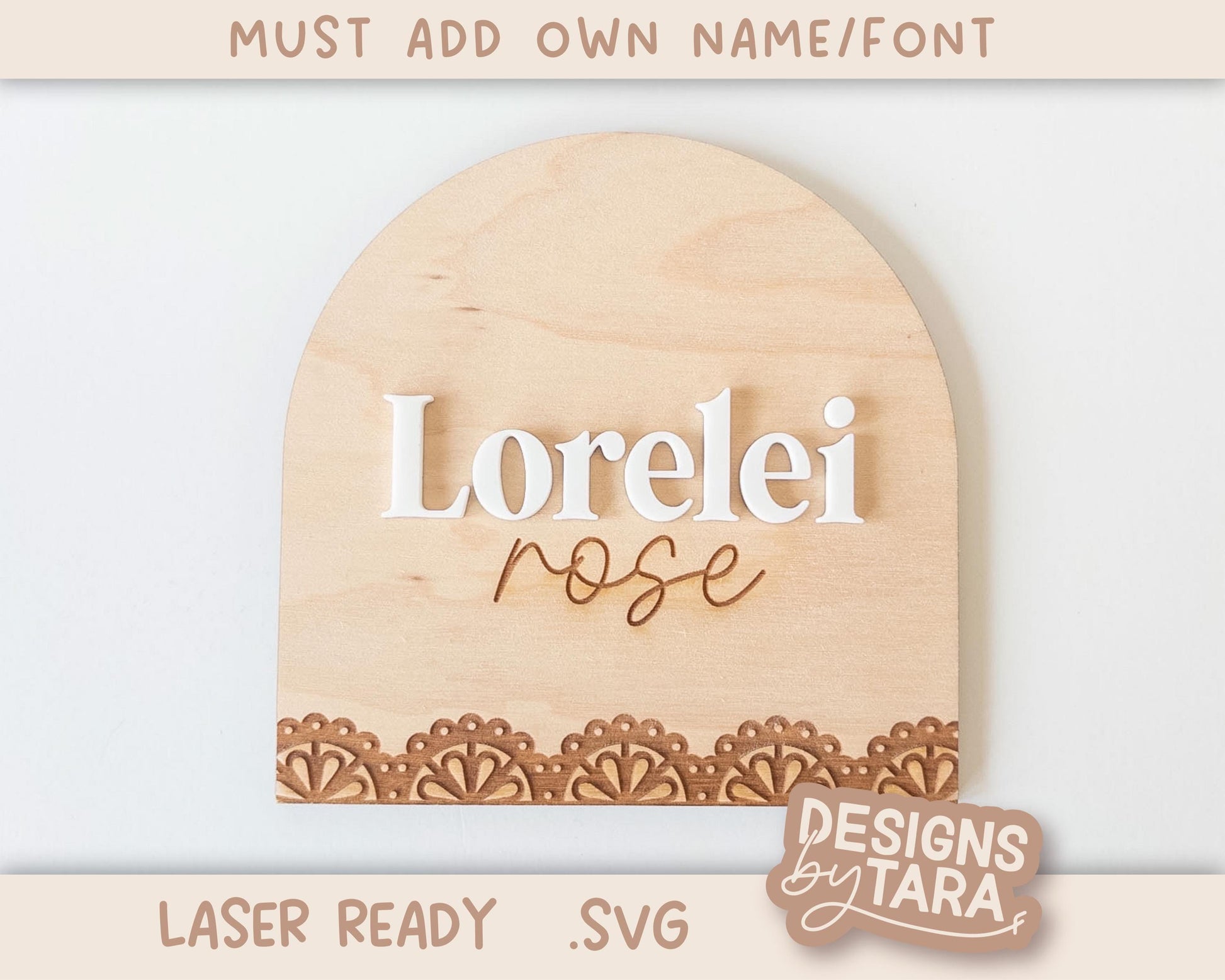 SVG laser lace baby girl name announcement hospital name announcement glowforge file, laser cut files svg laser file svg file, laser ready