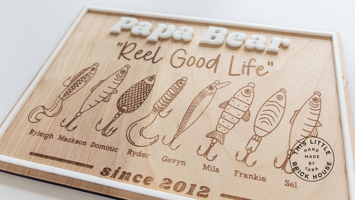 SVG Laser fishing dad grandpa fathers day, best dad ever sign gift for him magnet fridge picture frame file glowforge, laser ready