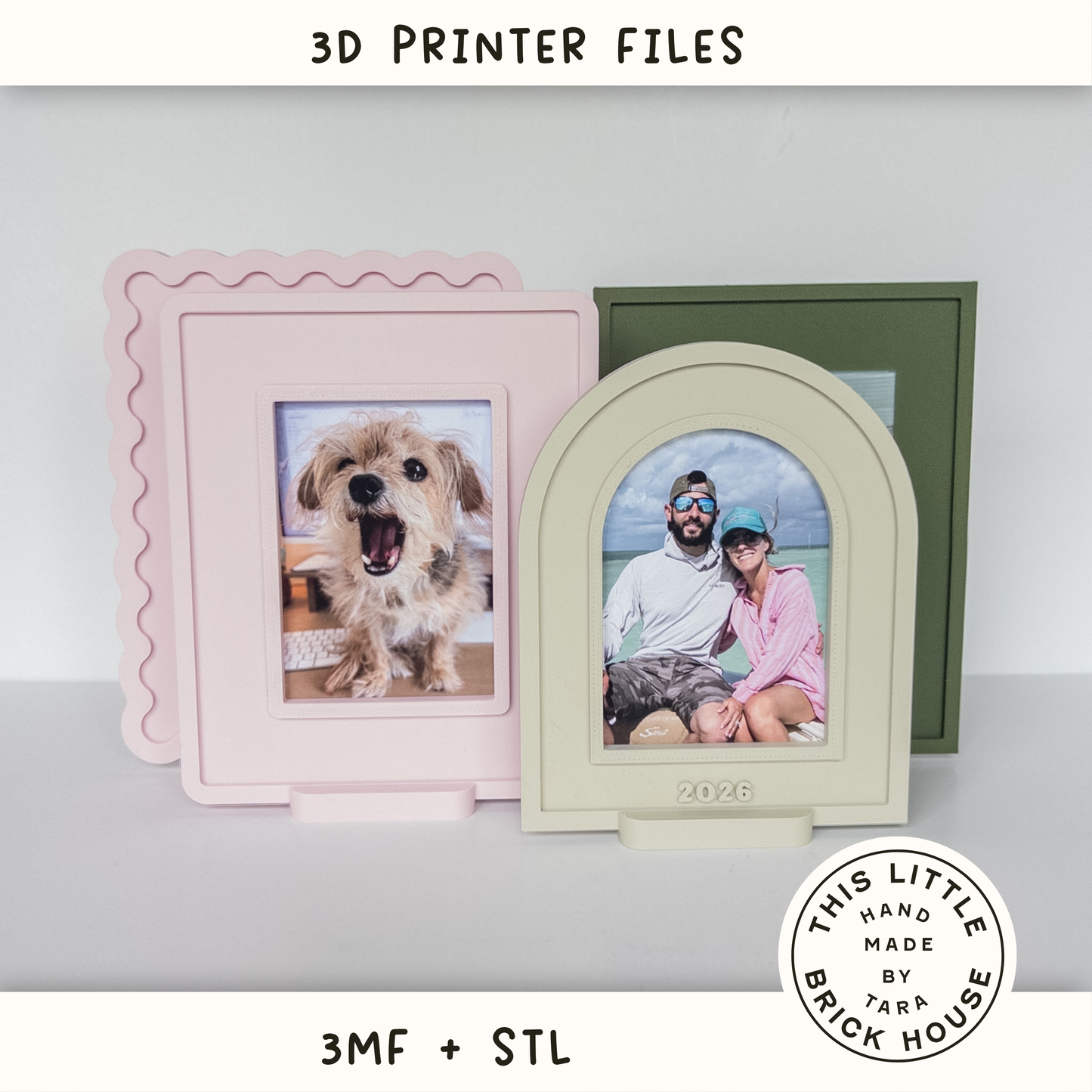Snap-In Photo Frame Bundle | 3D Print Files | 4 Frame Shapes + Stands