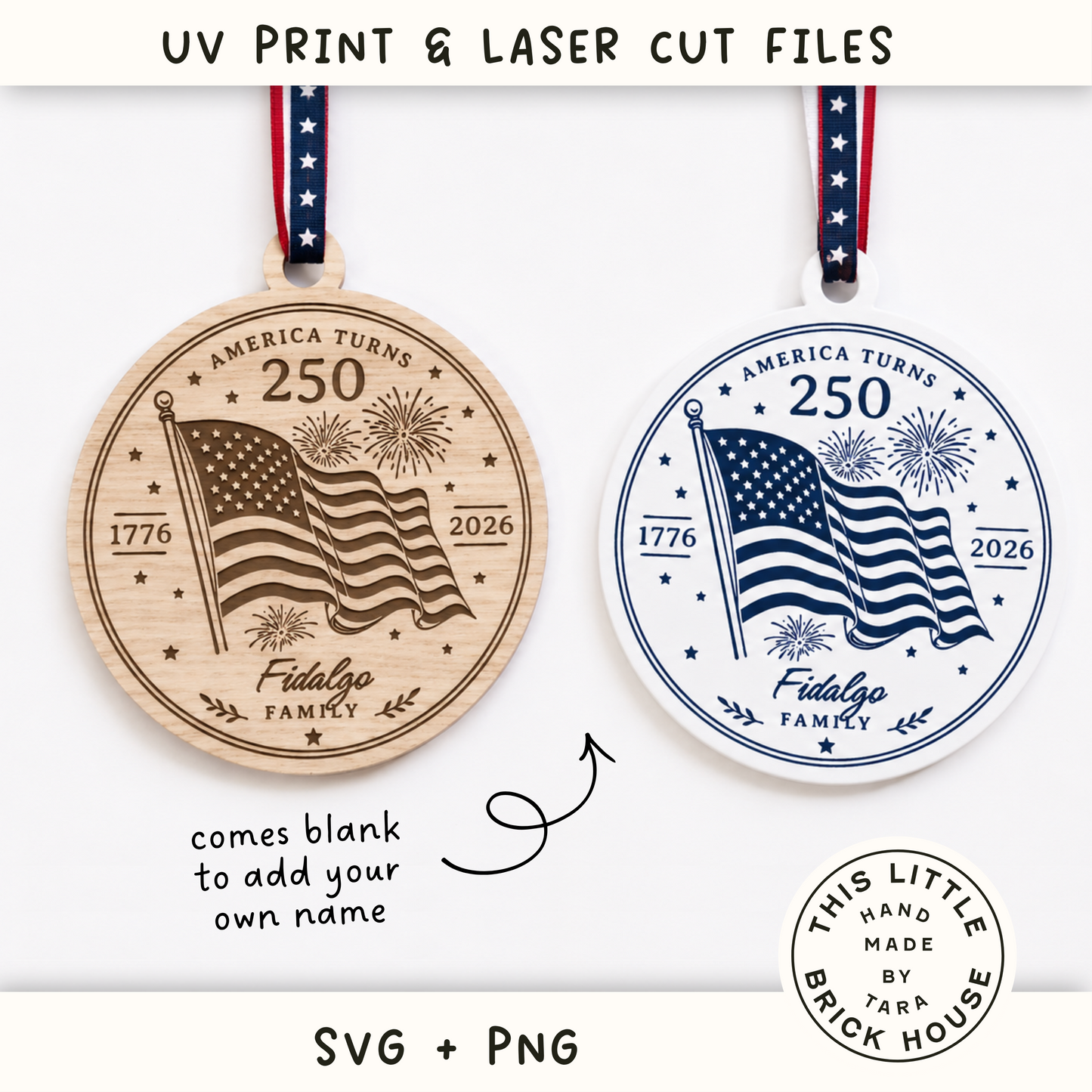 SVG PDF 250th Anniversary America USA Ornament glowforge file, laser cut files, eufymake svg, UV printer PNG