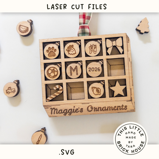 Family Christmas Ornament Names Sign SVG | Laser Cut Holiday Name Tag File | Glowforge xTool DIY Gift 2025 Digital File (Copy)