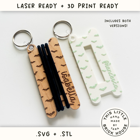Hair Tie Holder SVG STL Laser bats halloween, glowforge file, laser cut files, glowforge svg, UV printer, 3D printer (Copy)